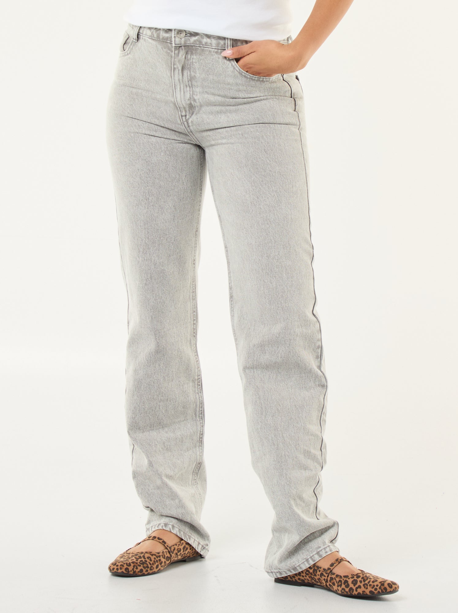 Jean straight regular fit en coton - L28 - Gris