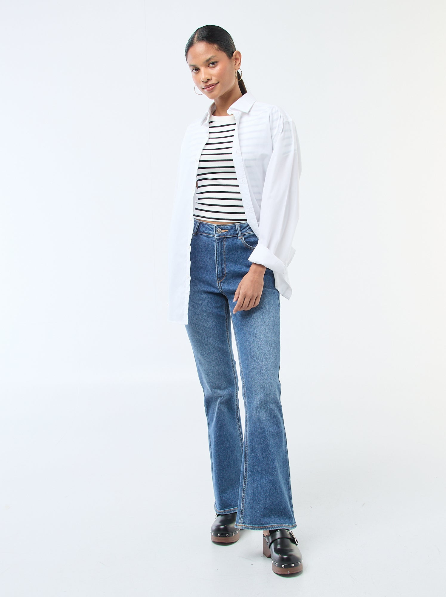 Jean taille haute coupe flare/bootcut - L32 - Bleu (EPX45_3)