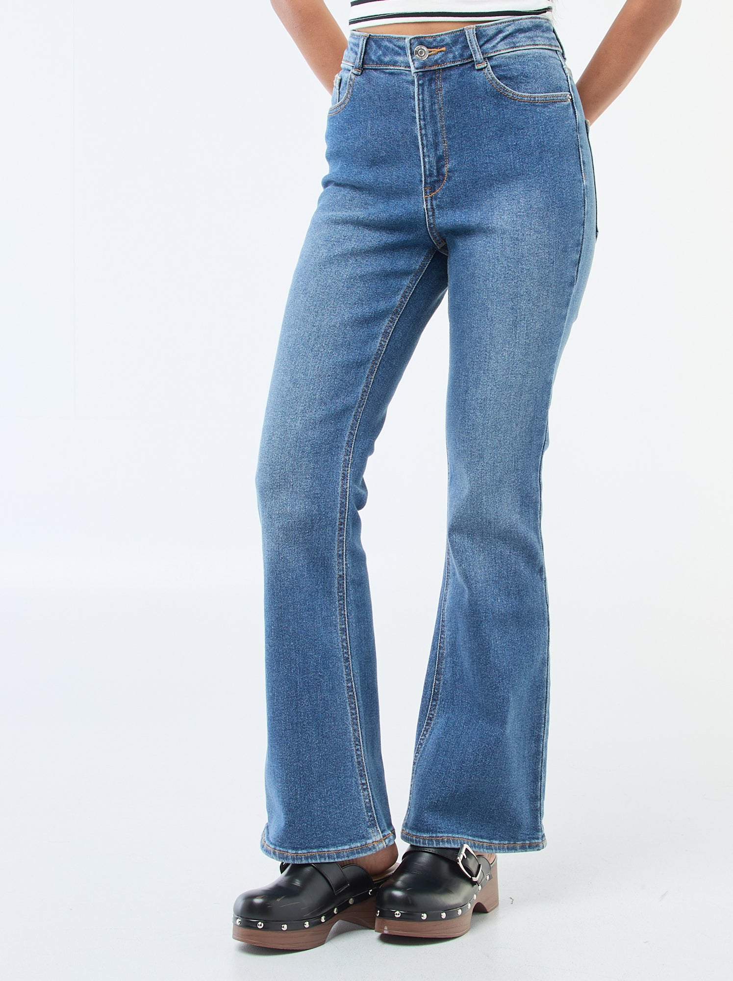 Jean taille haute coupe flare/bootcut - L32 - Bleu (EPX45_3)