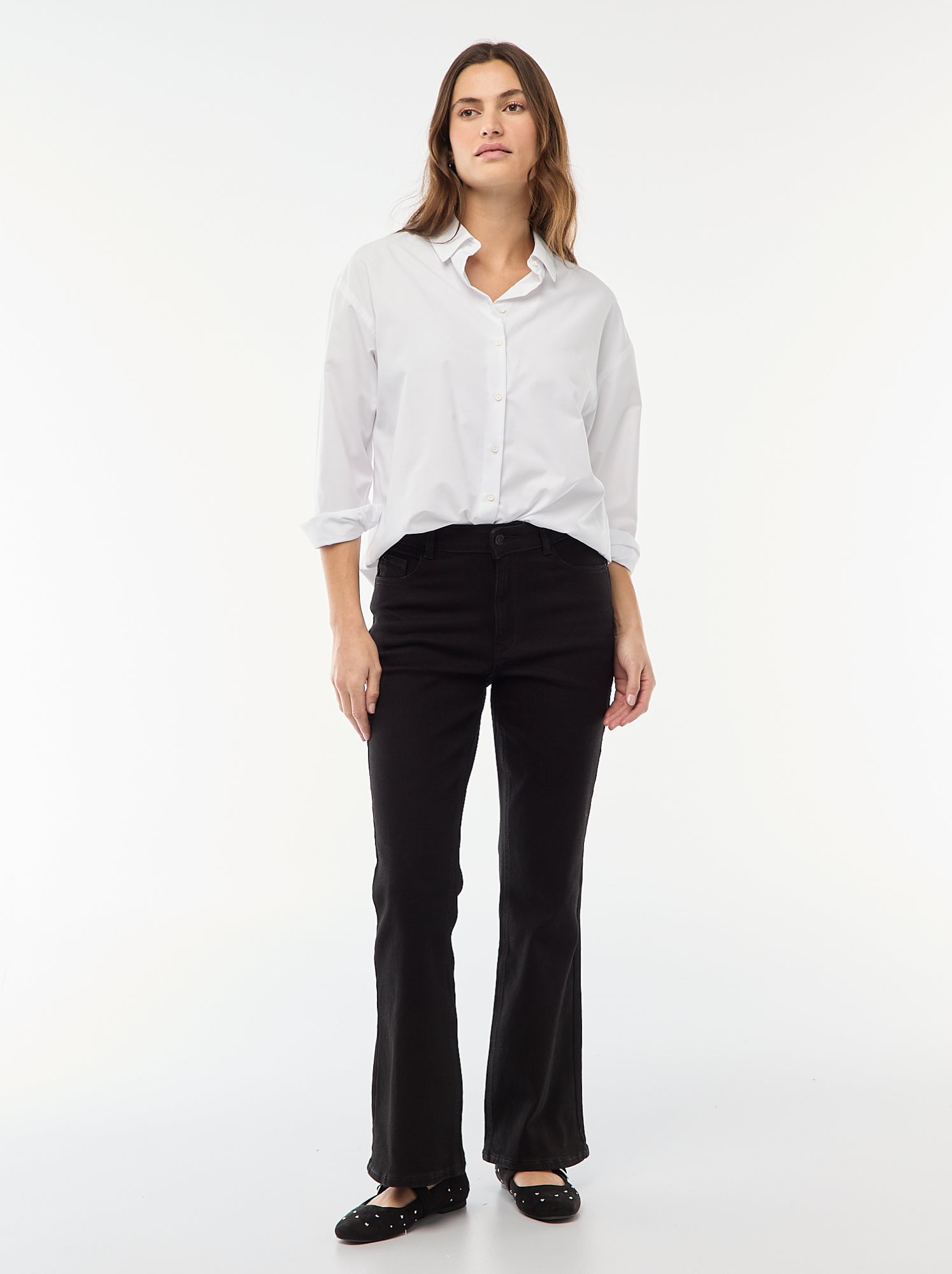Jean taille haute coupe flare/bootcut - L32 - Noir
