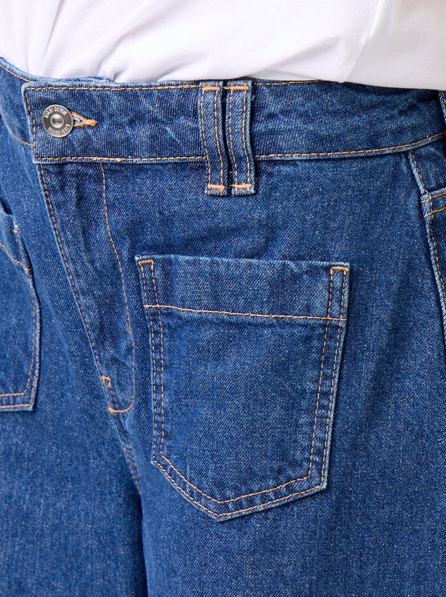 Jean wide leg / coupe large avec poches plaquées - Bleu (GKI14_1)