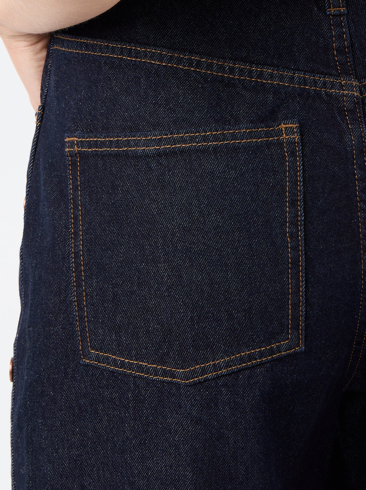 Jean wide leg / coupe large avec pressions factices sur les côtés - Bleu (GJM39_2)