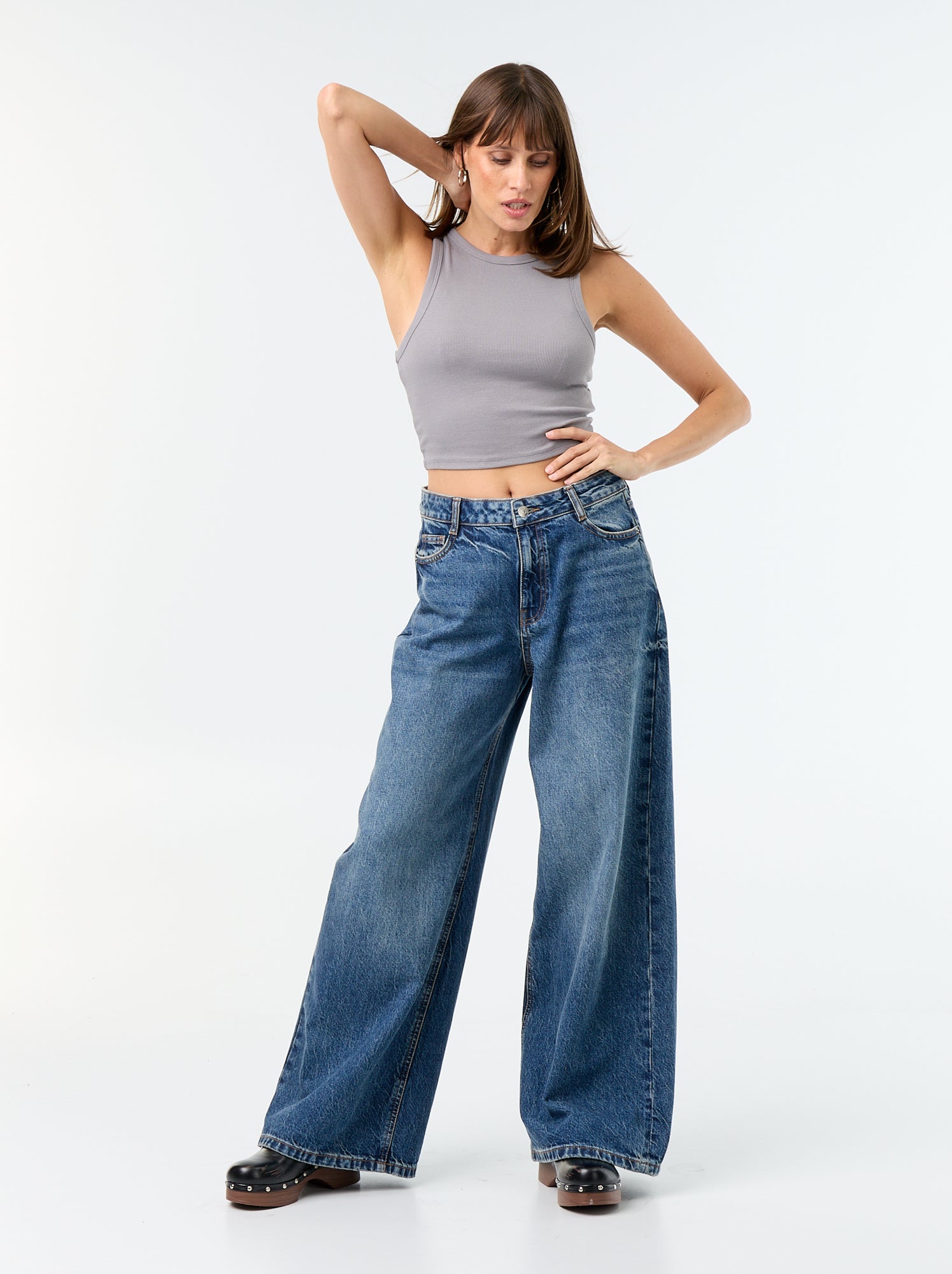 Jean wide leg / coupe large - Bleu (GJN32_5)
