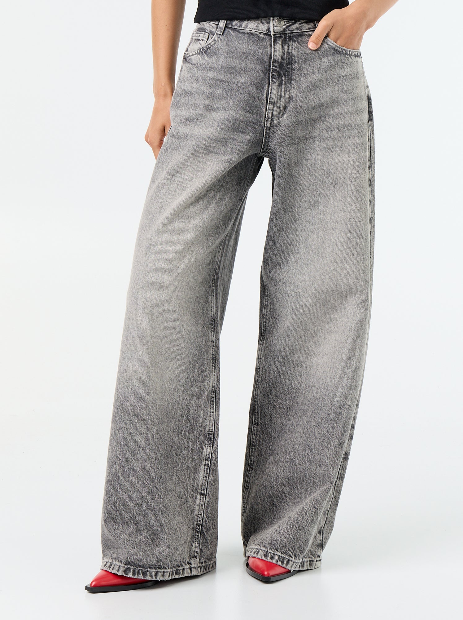 Jean wide leg / coupe large - Gris