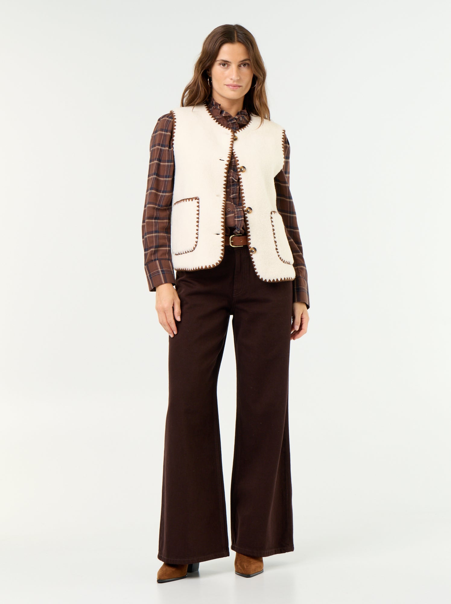 Jean wide leg / coupe large - Marron