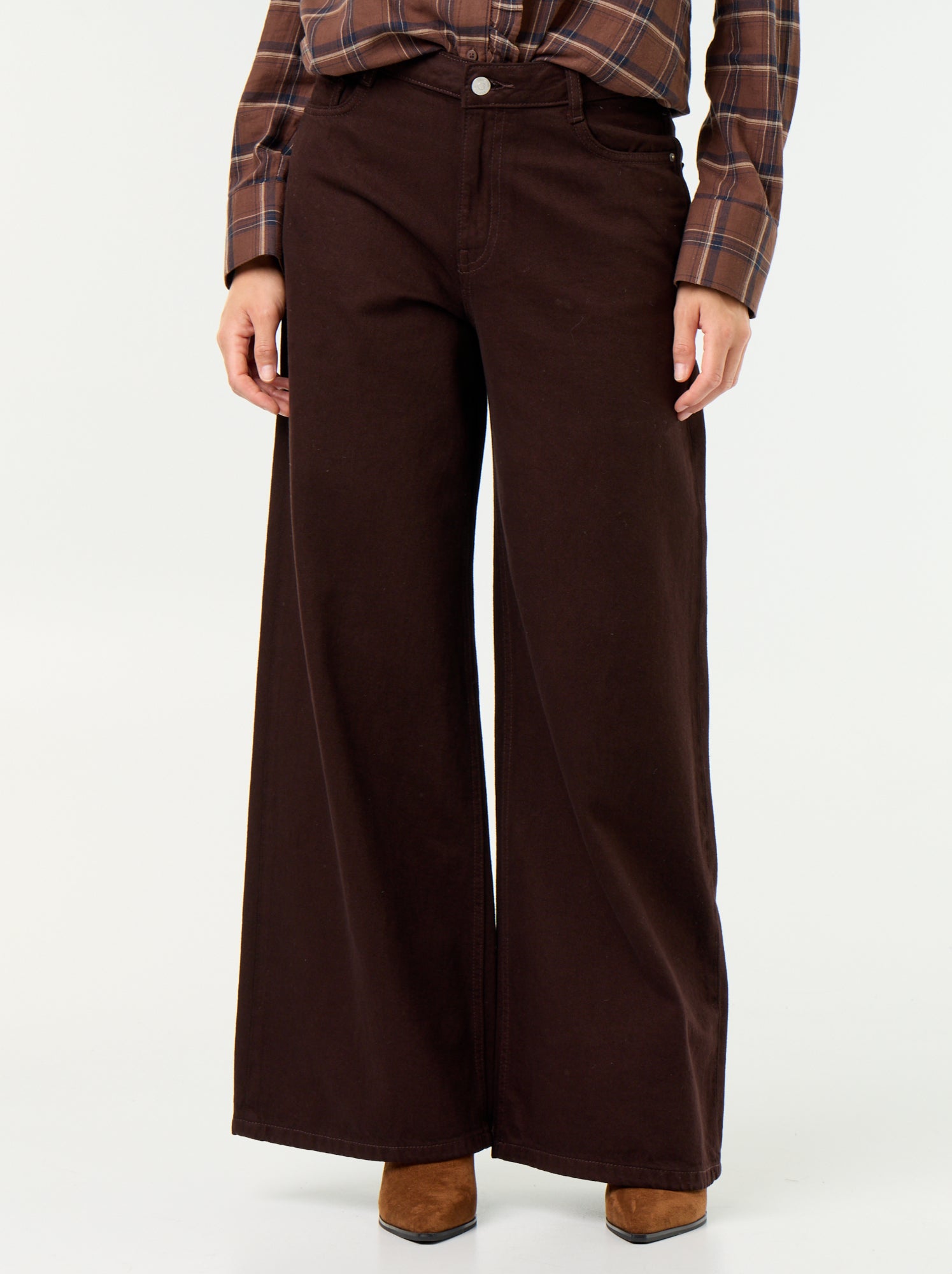 Jean wide leg / coupe large - Marron