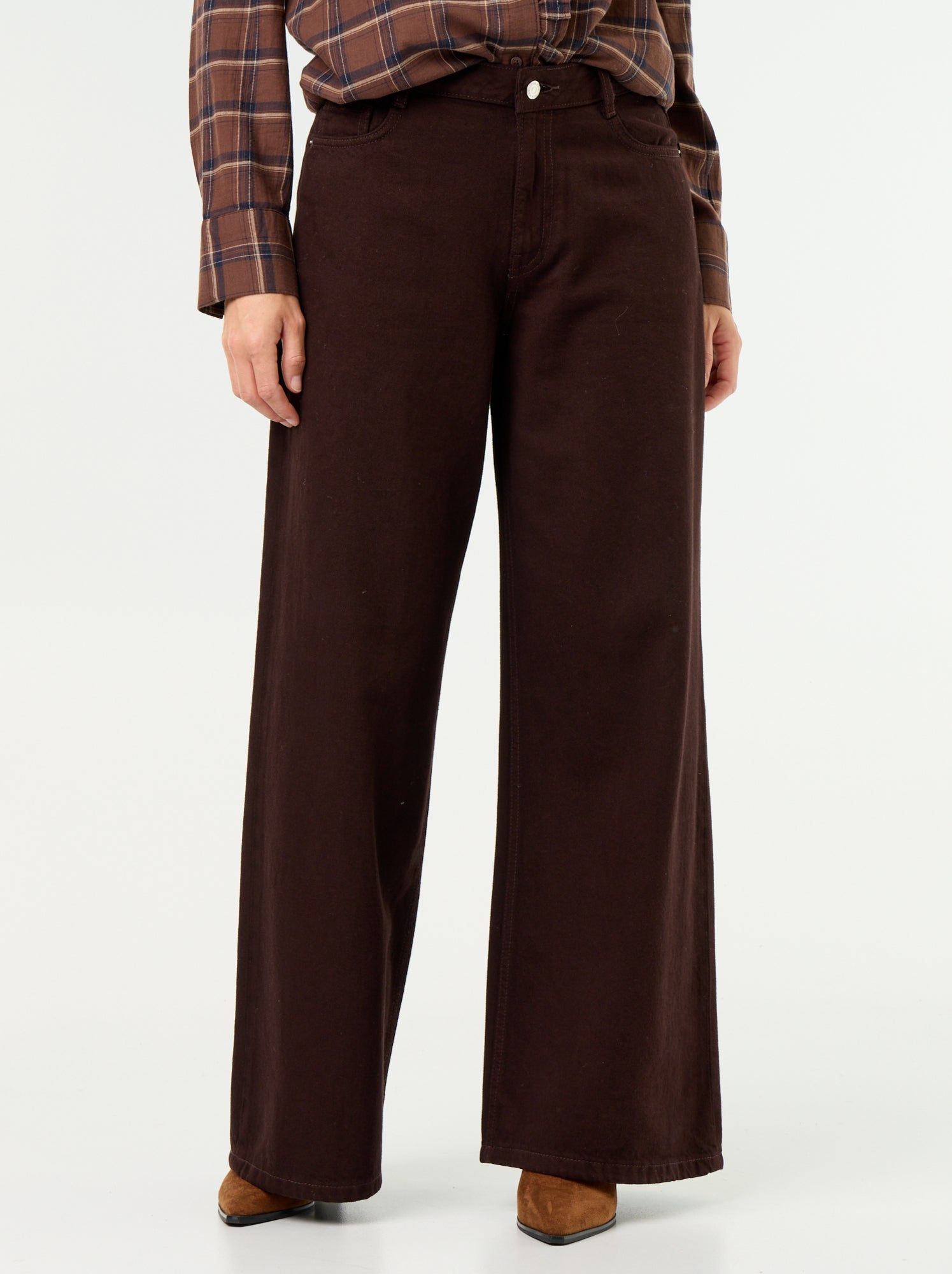Jean wide leg / coupe large - Marron