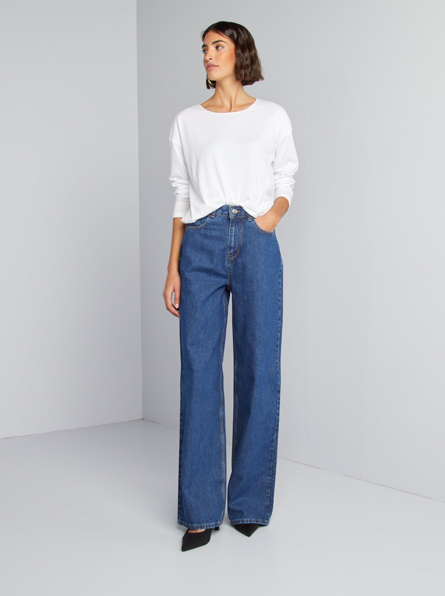 Jean wide leg - L34 - Stone