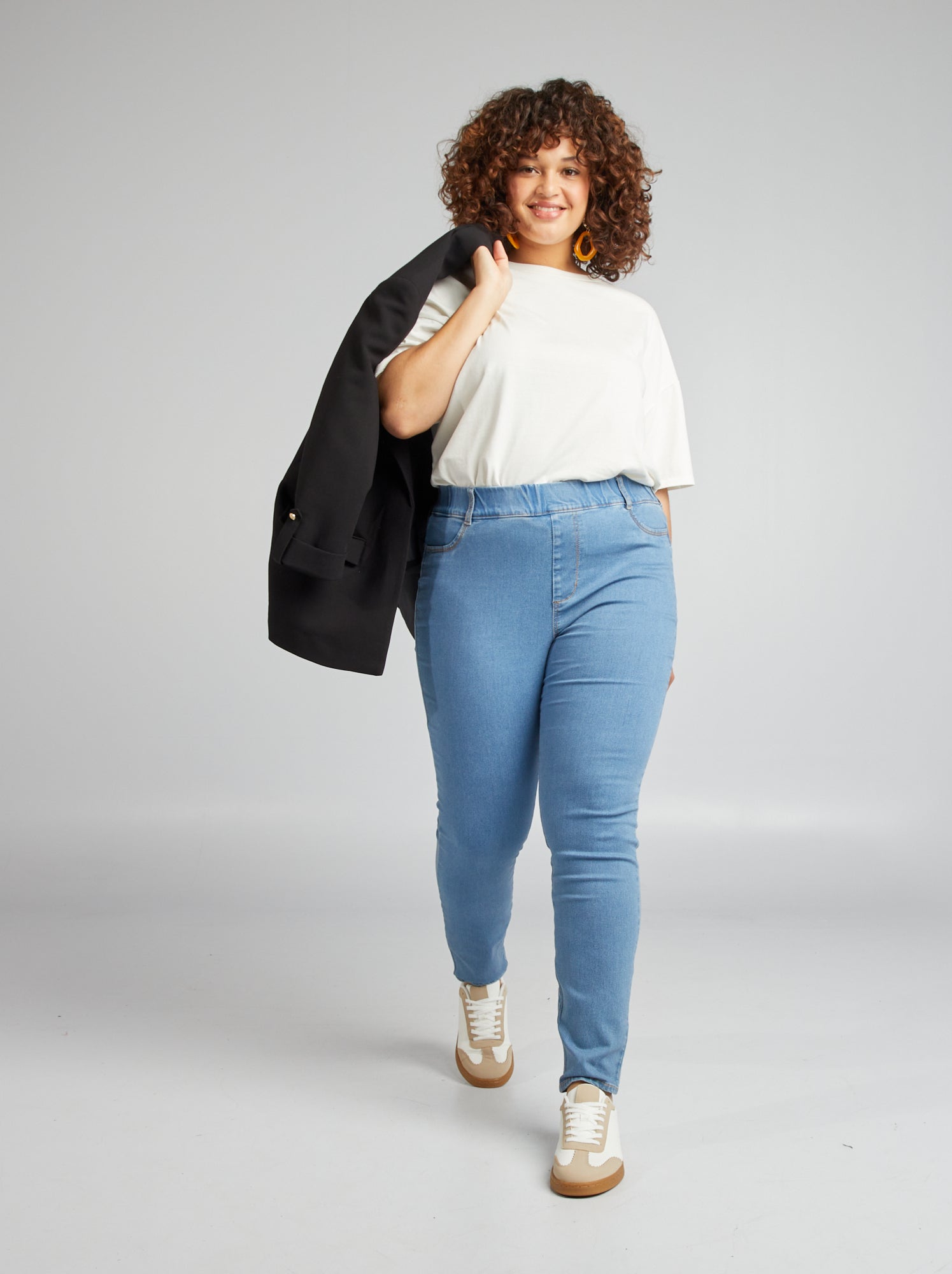 Jegging taille haute regular stretch - Bleu