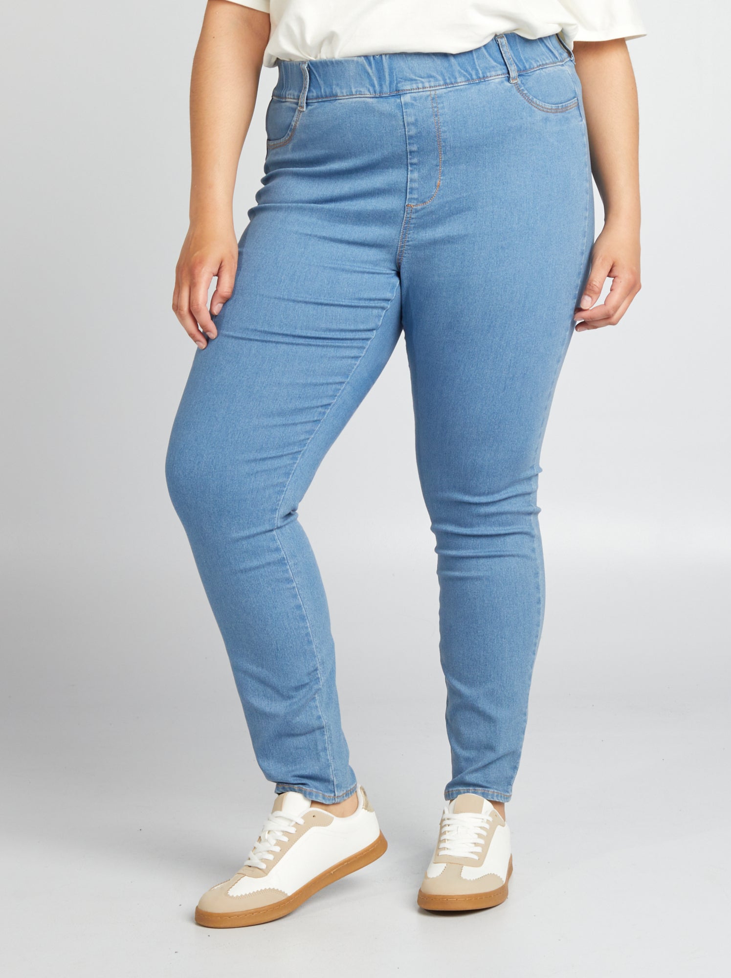 Jegging taille haute regular stretch - Bleu