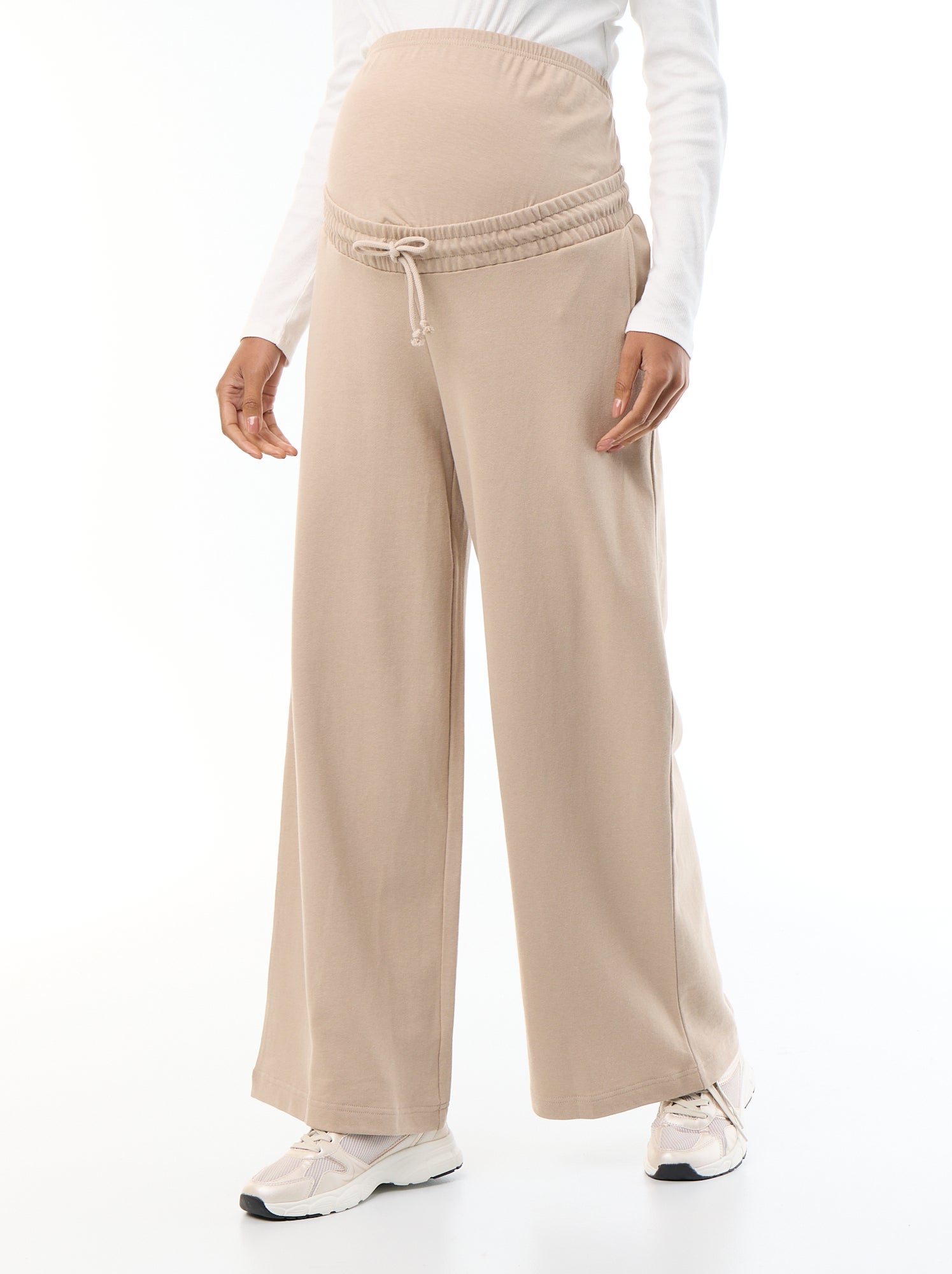 Jogging de maternité wide leg en french terry - Beige