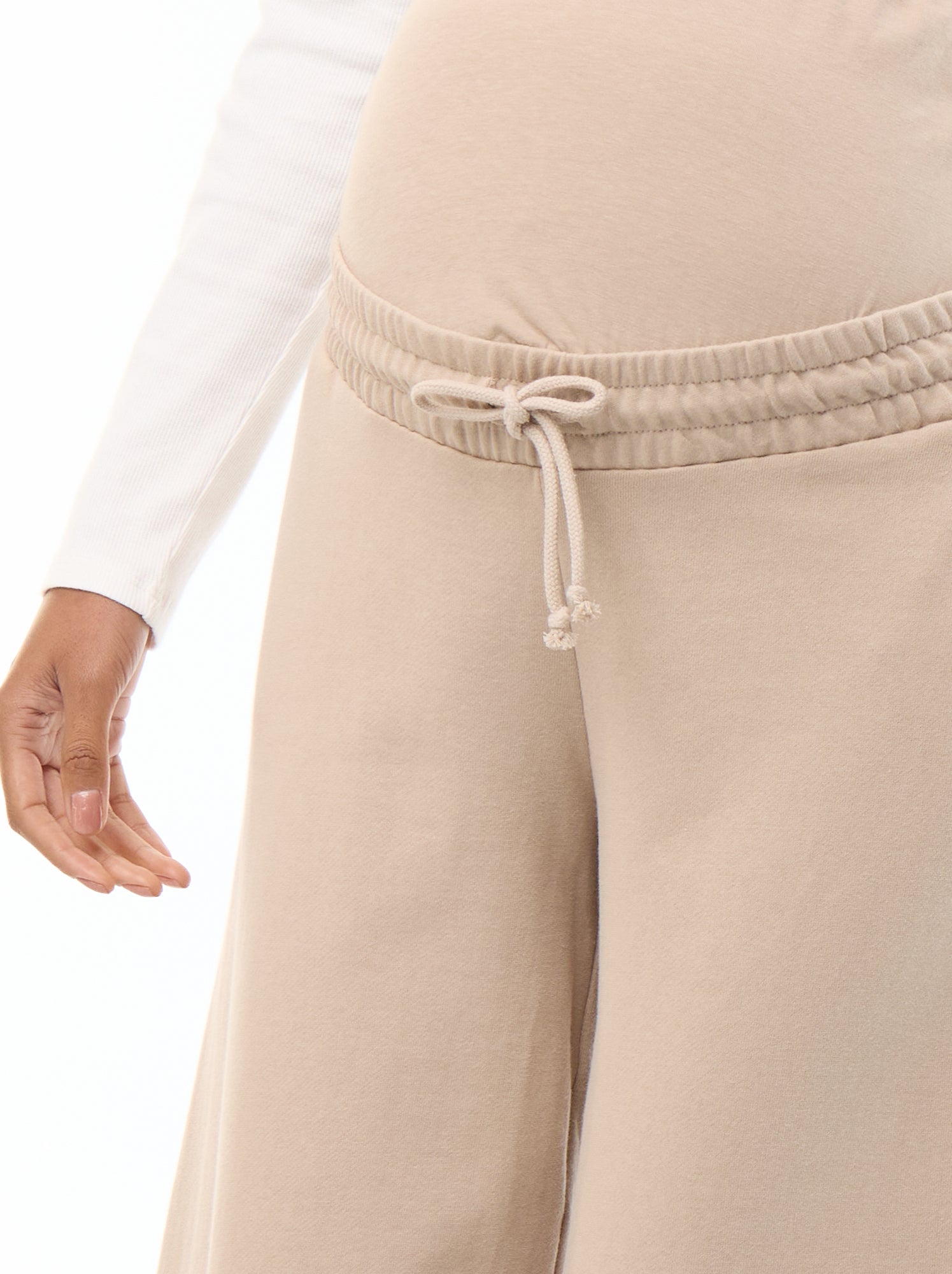 Jogging de maternité wide leg en french terry - Beige