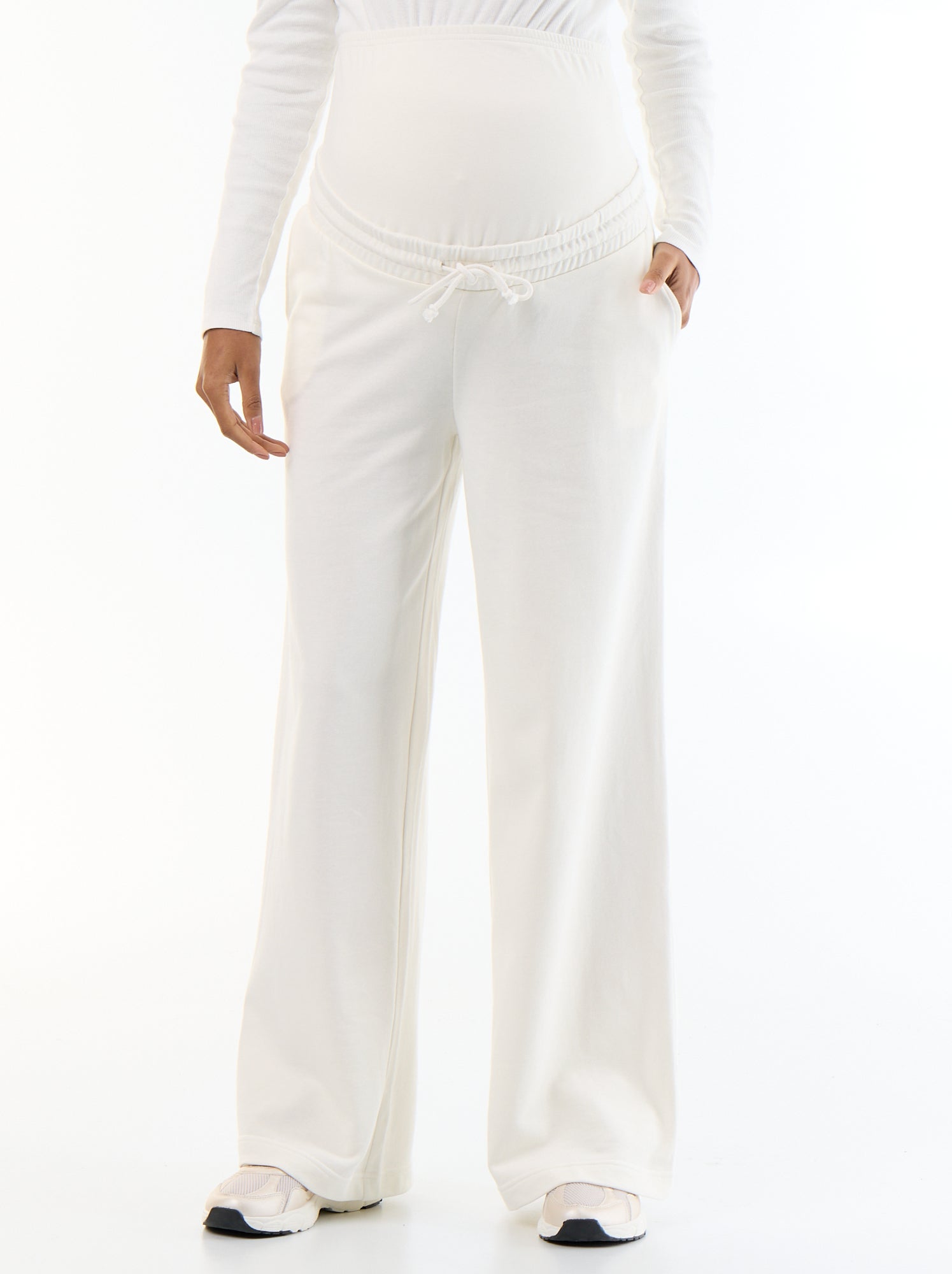 Jogging de maternité wide leg en french terry - Blanc