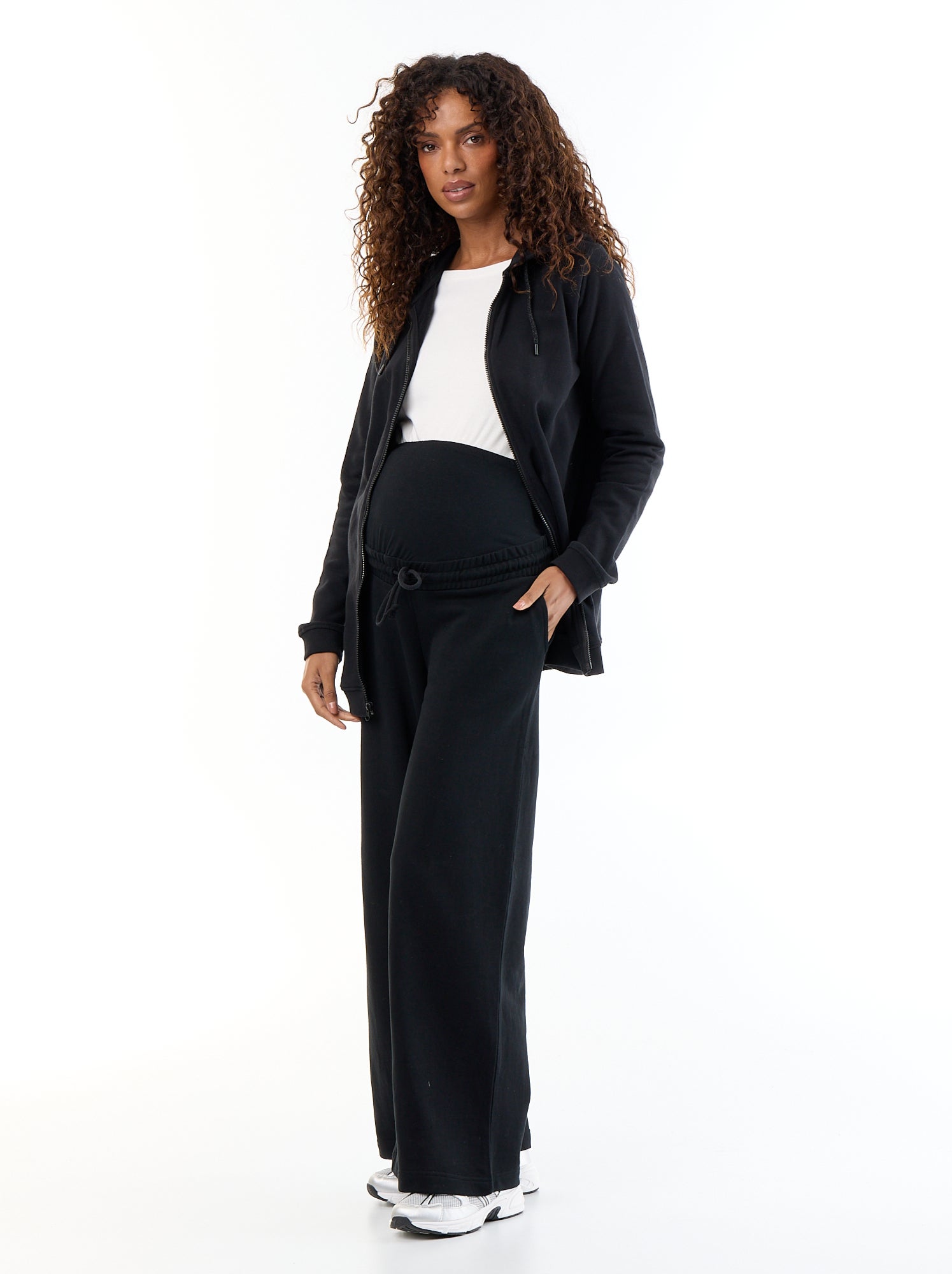 Jogging de maternité wide leg en french terry - Noir