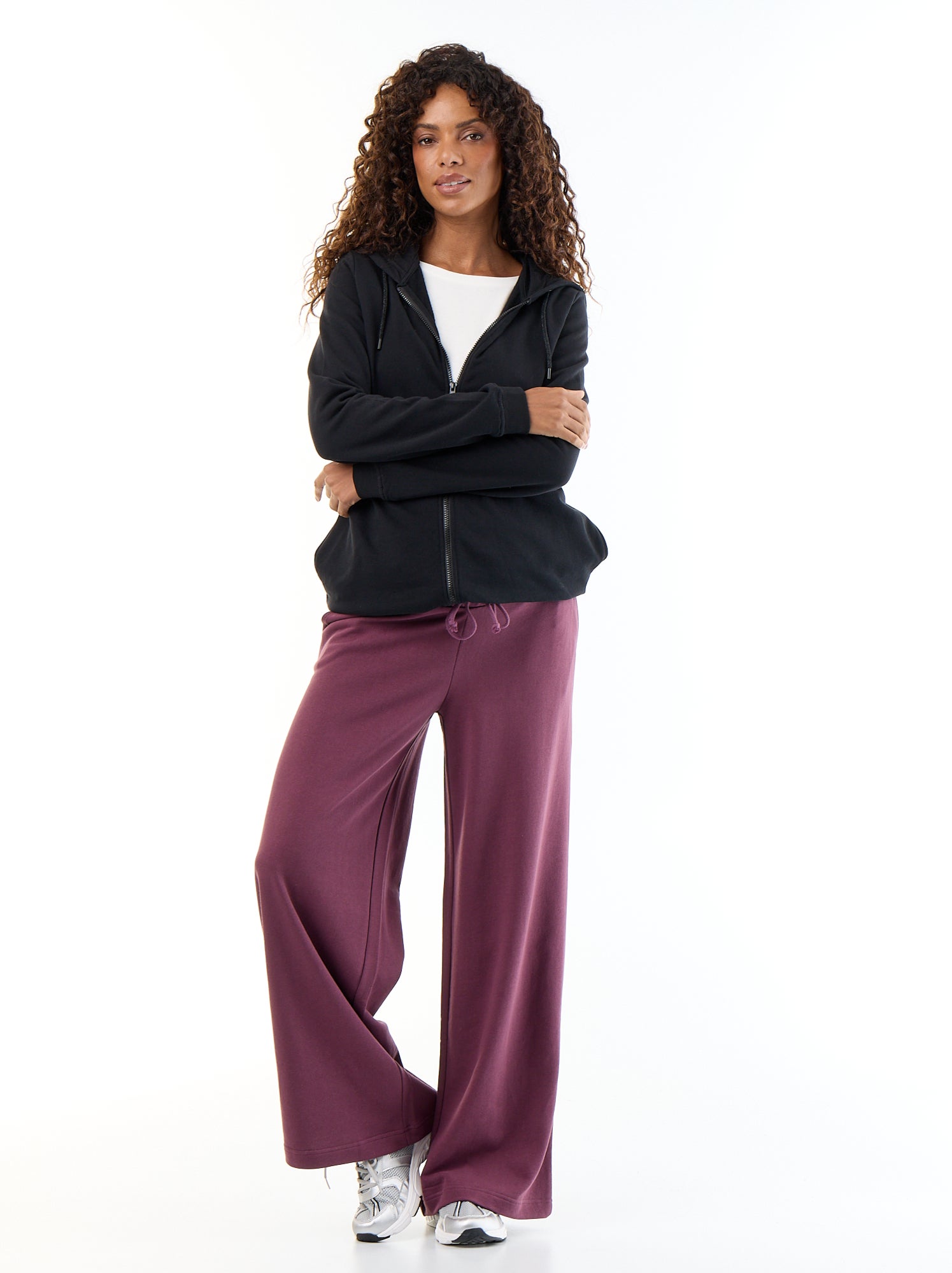 Jogging de maternité wide leg en french terry - Violet