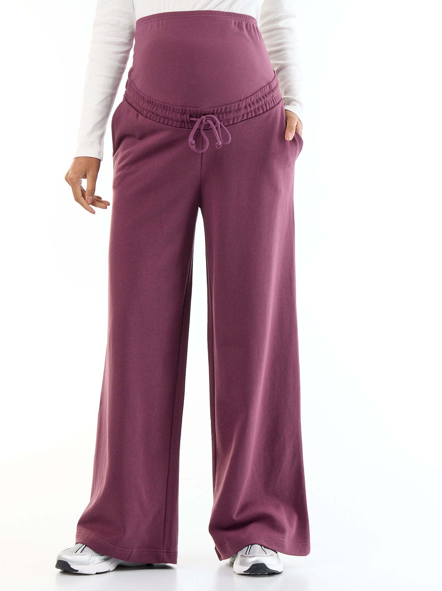 Jogging de maternité wide leg en french terry - Violet