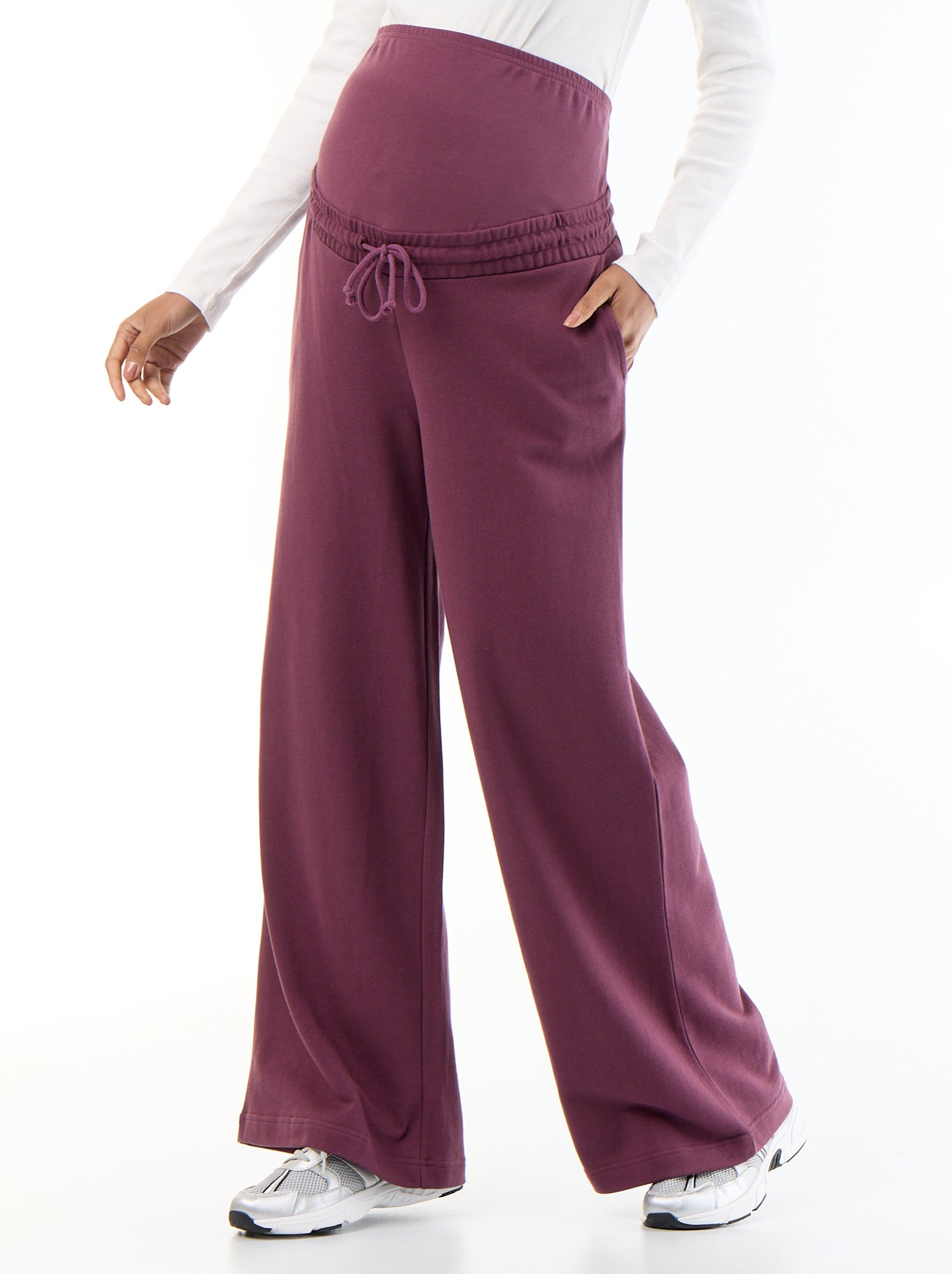 Jogging de maternité wide leg en french terry - Violet
