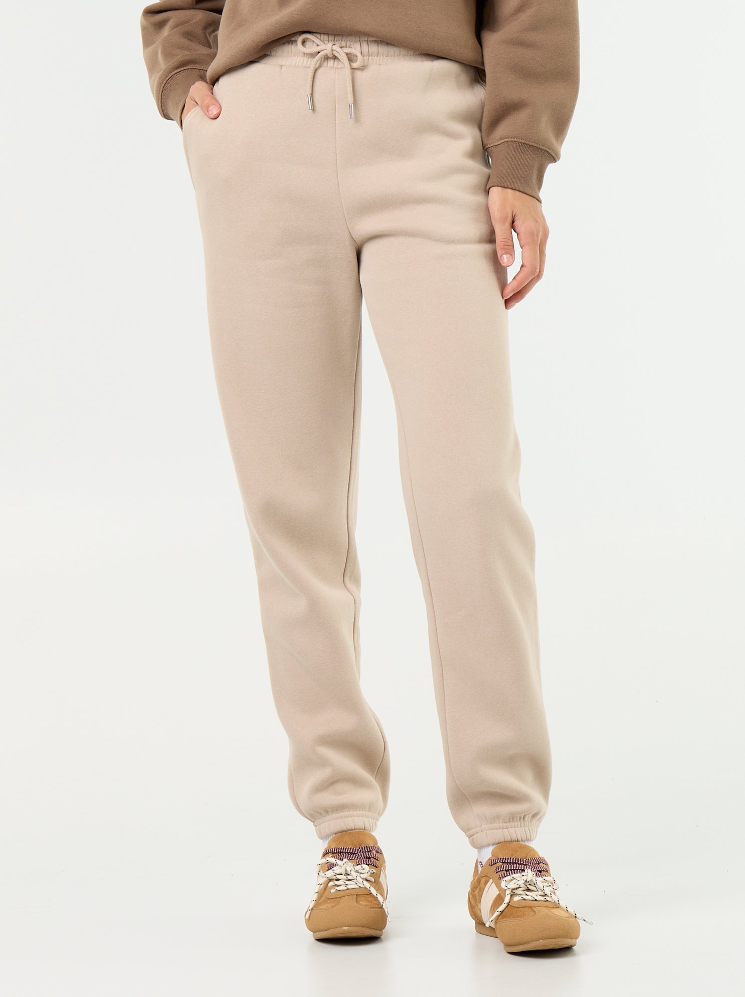 Pantalon de jogging femme en maille lourde - Beige