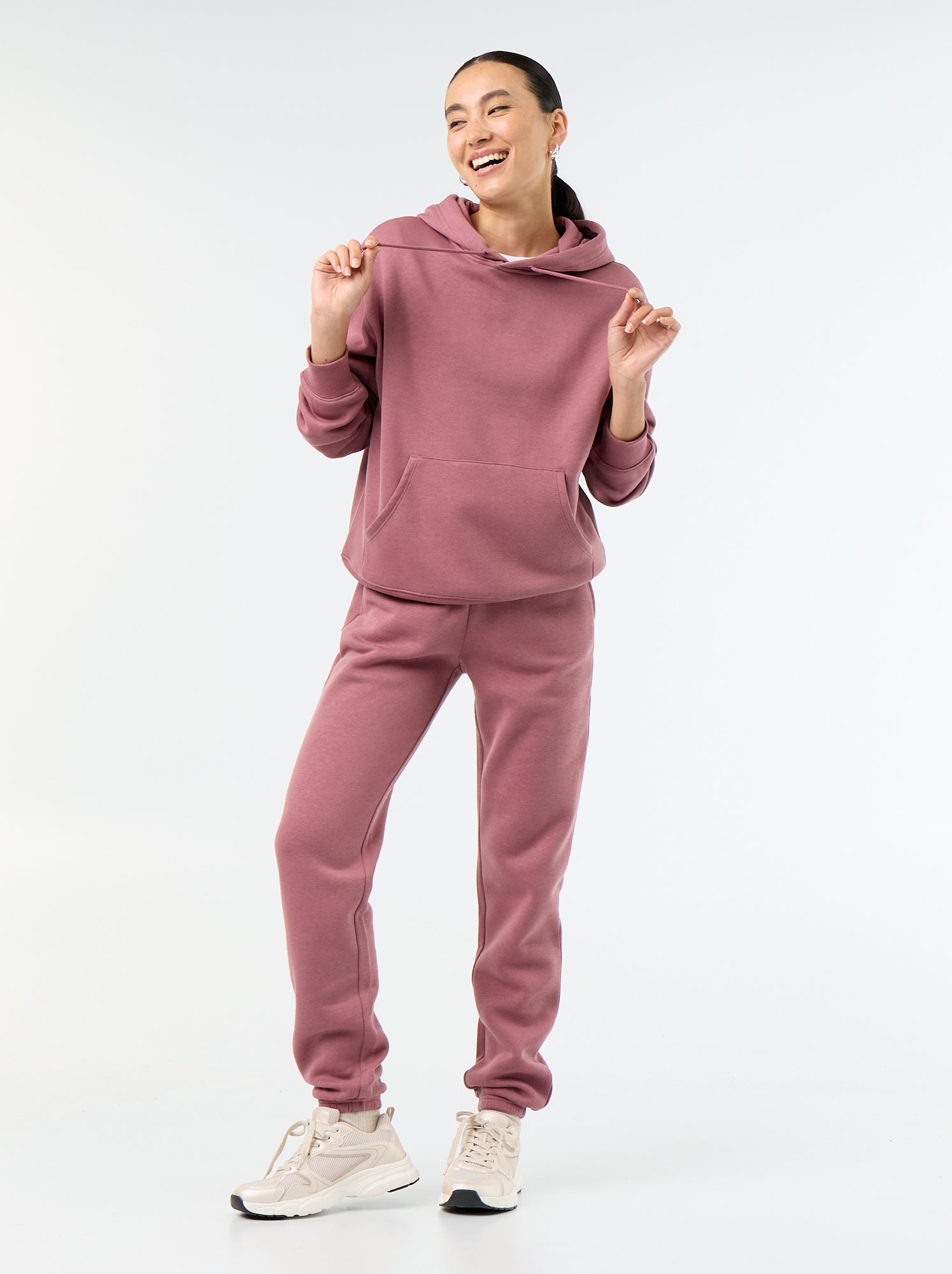 Pantalon de jogging femme en maille lourde - Rose (DMA23_19)