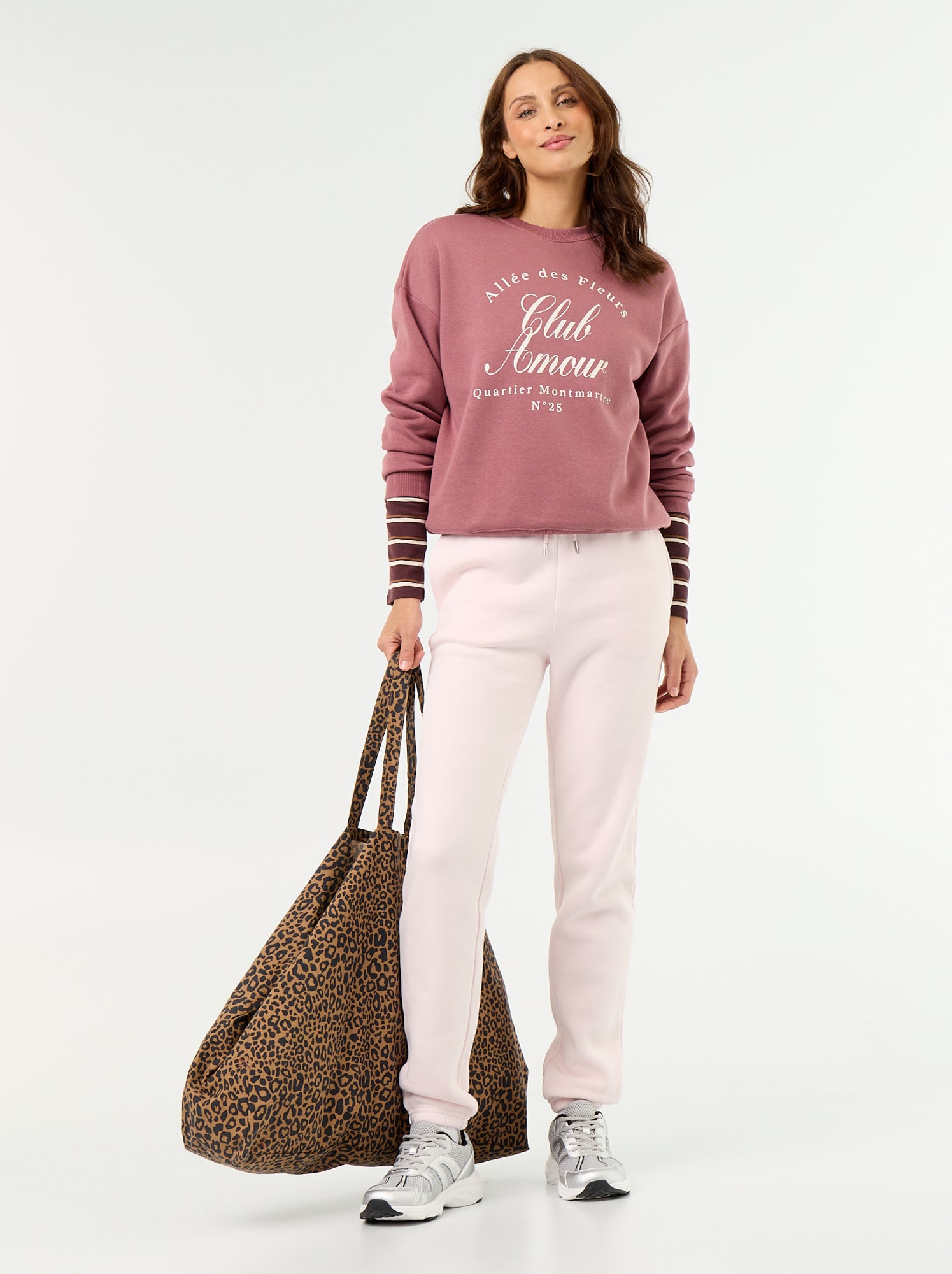 Pantalon de jogging femme en maille lourde - Rose (DMA23_21)