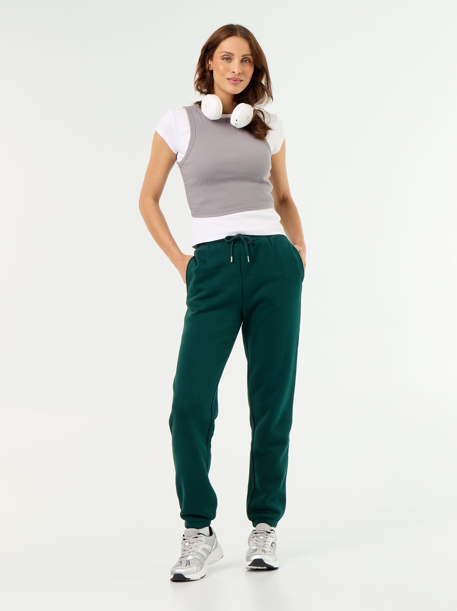 Pantalon de jogging femme en maille lourde - Vert