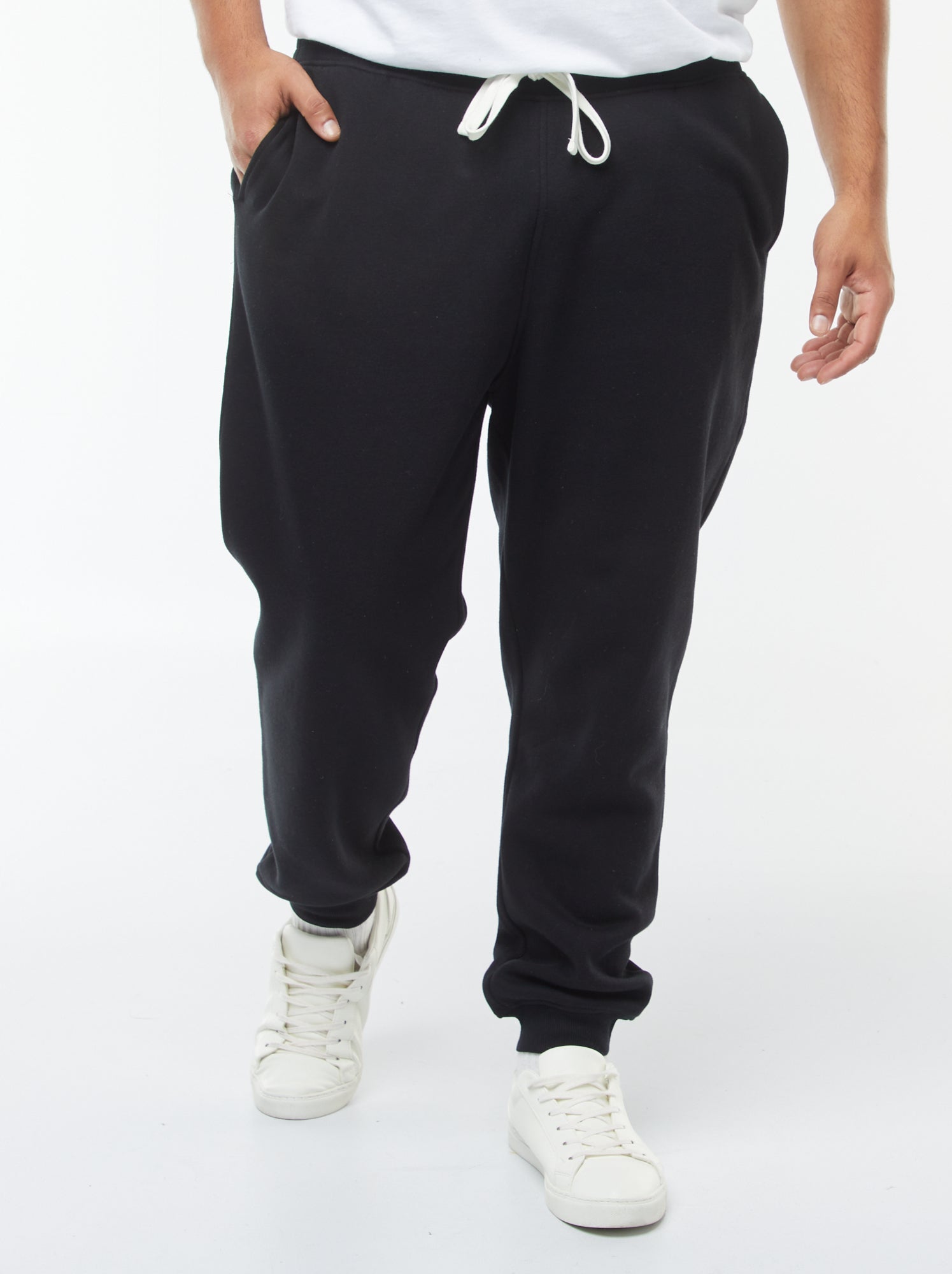 Jogging en molleton gratté uni - noir