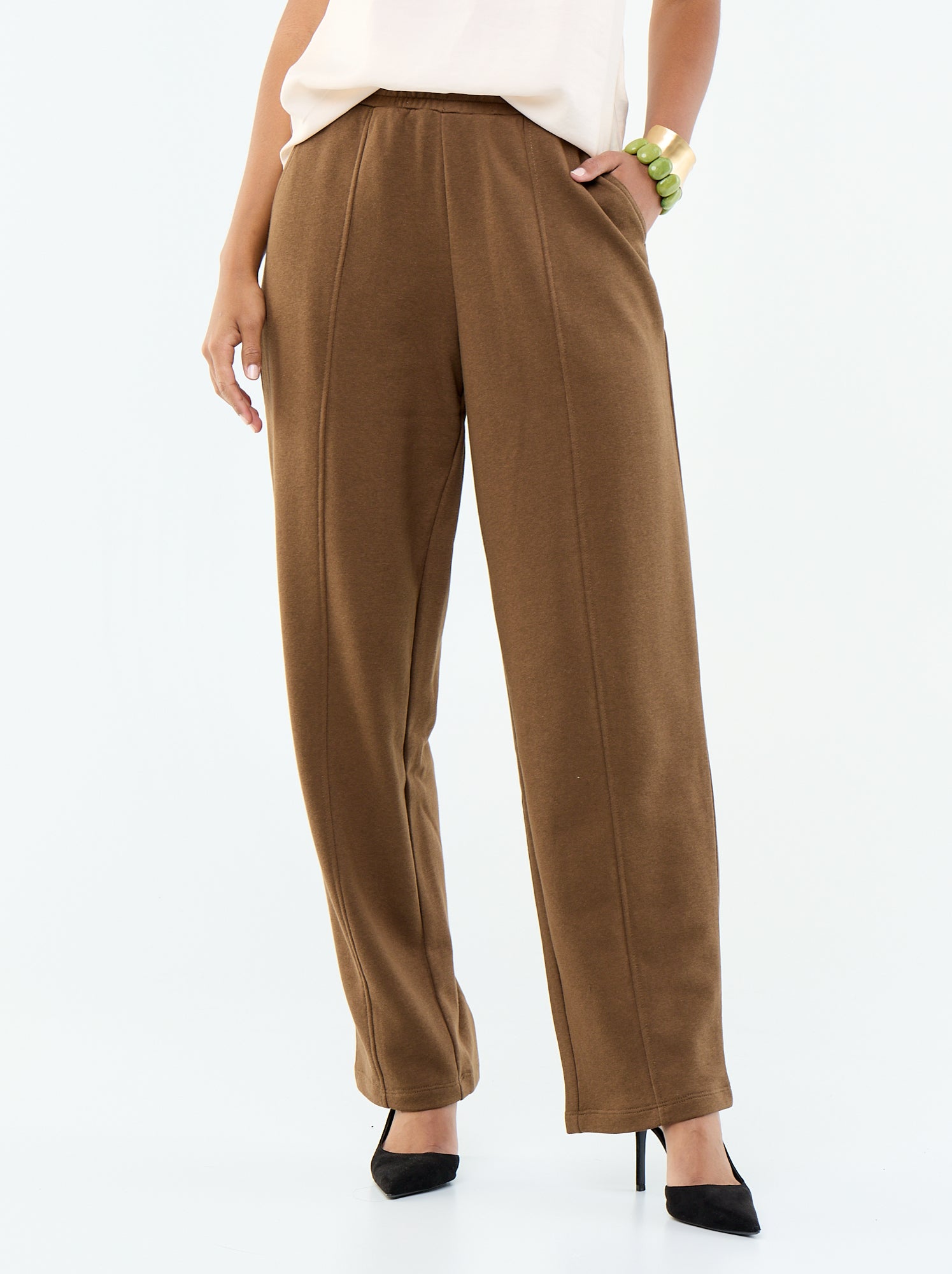 Jogging maille lourde - Marron