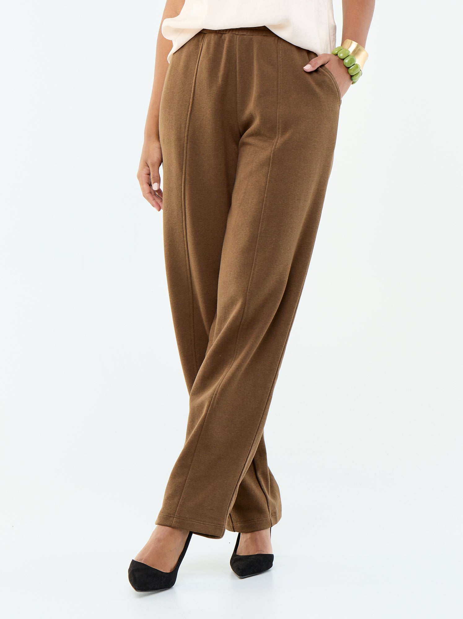 Jogging maille lourde - Marron