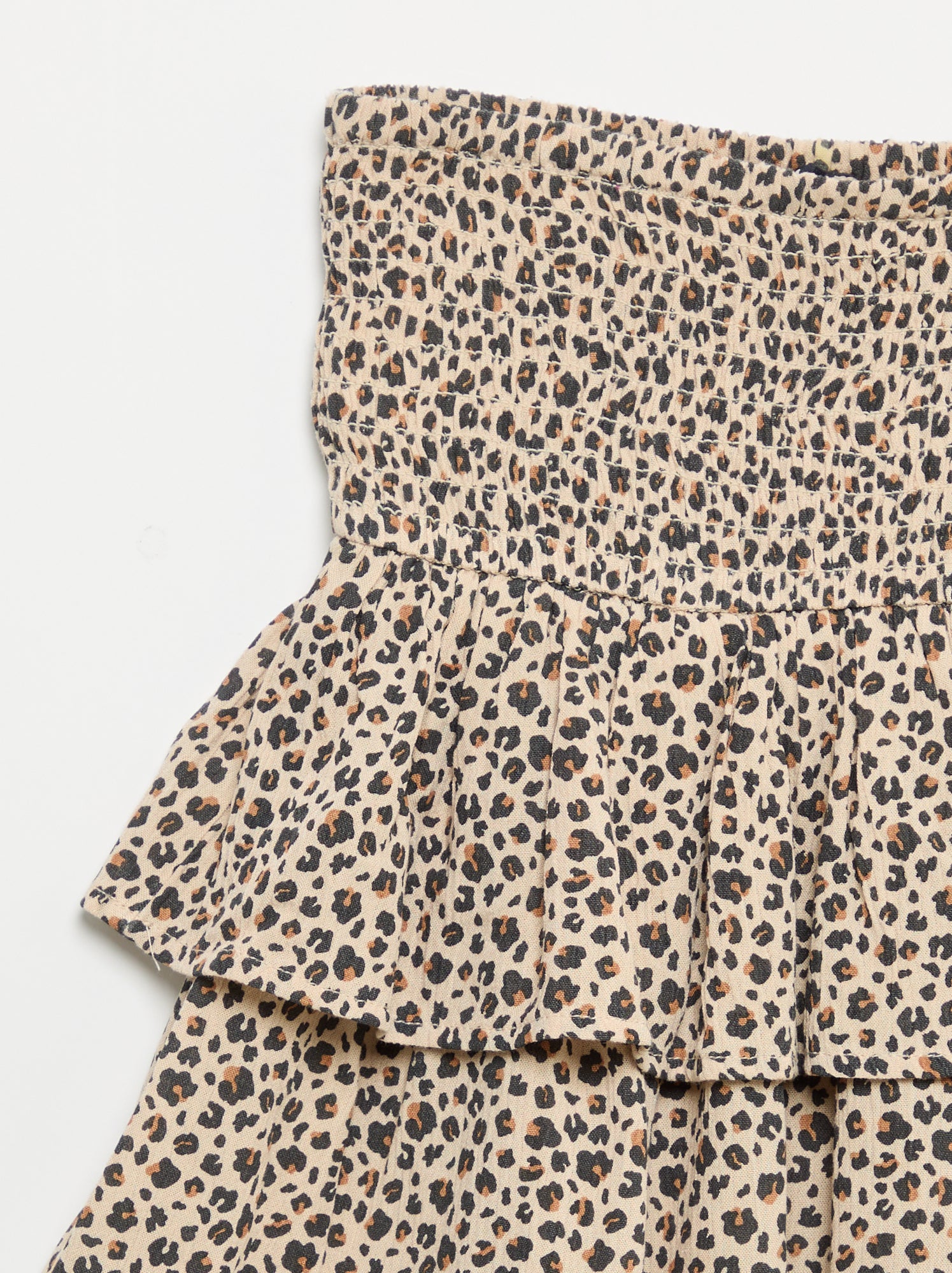 Jupe à volants avec un motif léopard - Beige