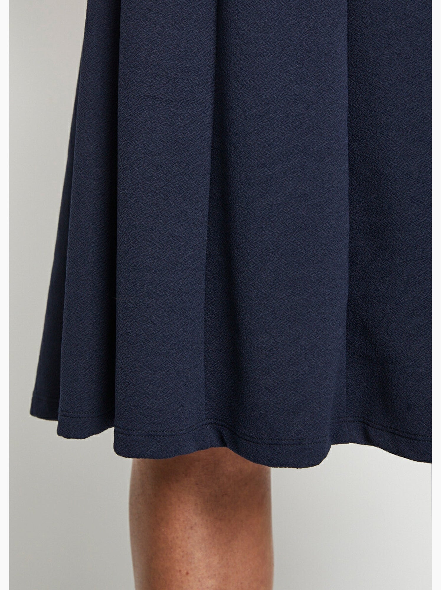 Jupe évasée mi longue unie taille élastiquée - afibel - Bleu marine