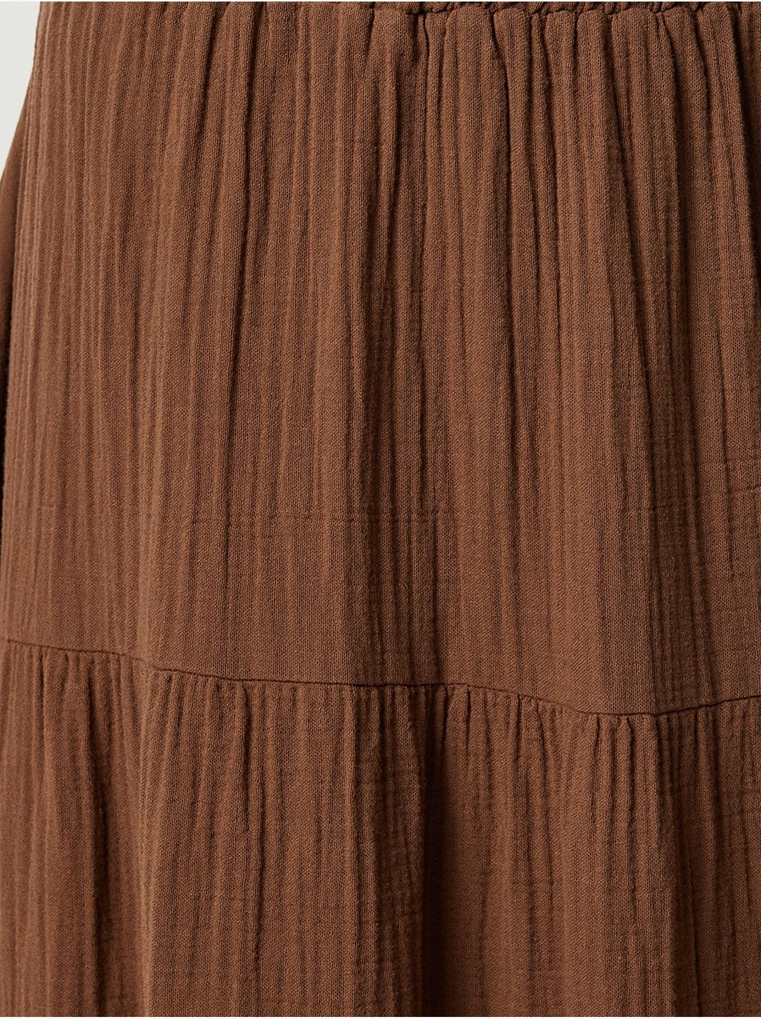 Jupe longue trapèze taille haute istanbul - Marron chocolat