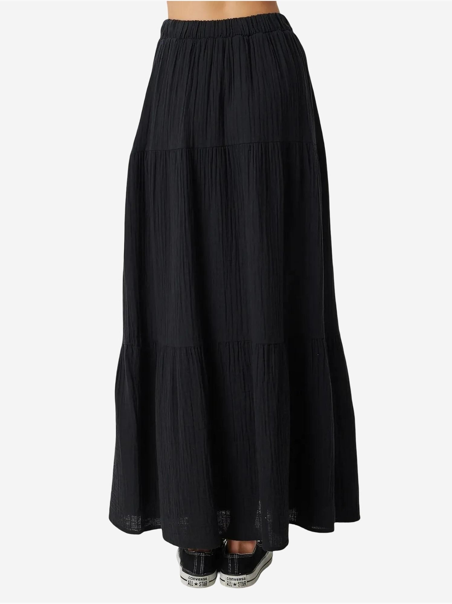 Jupe longue trapèze taille haute istanbul - Noir
