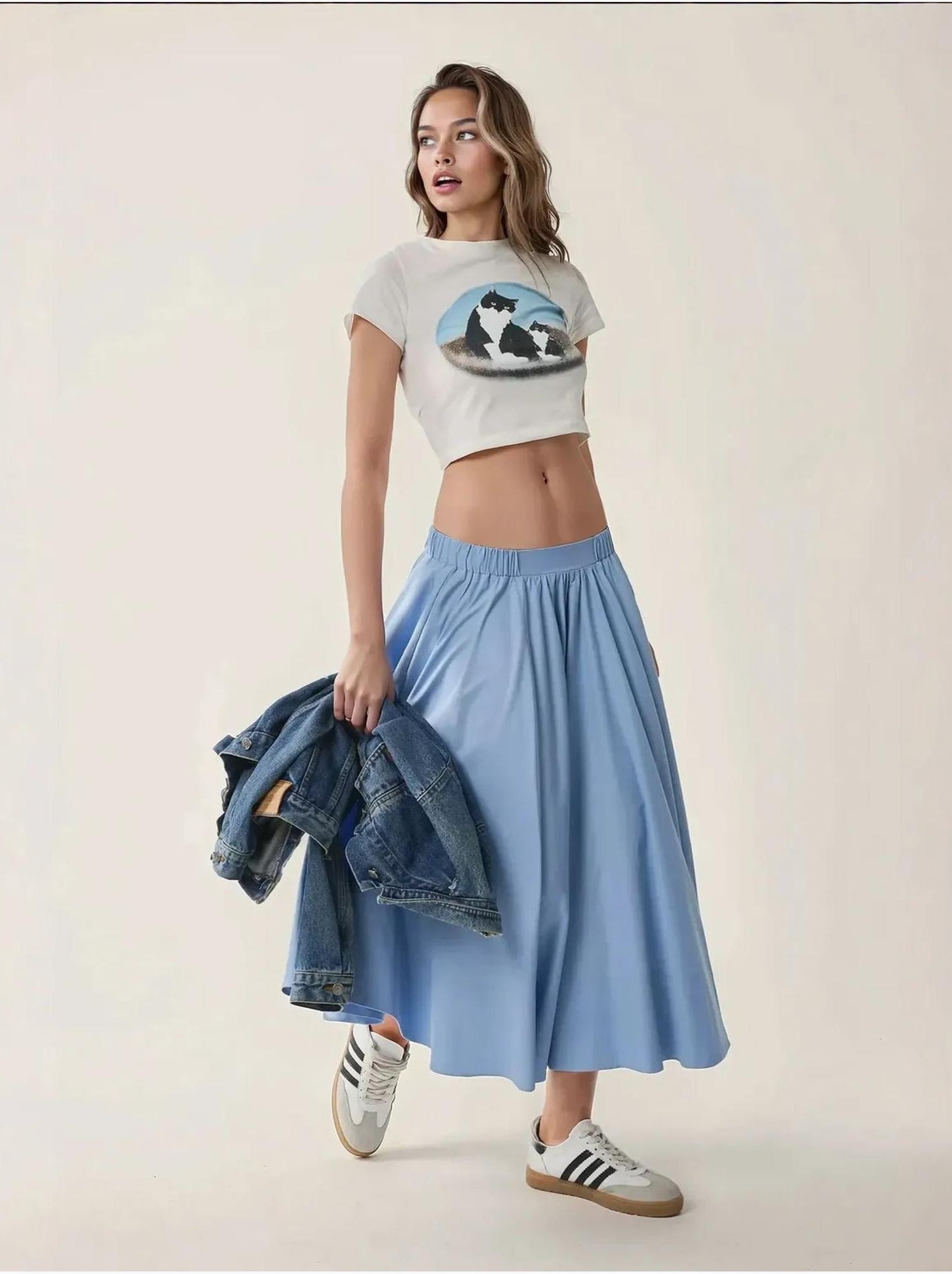 Jupe maxi a-form fit - Bleu ciel