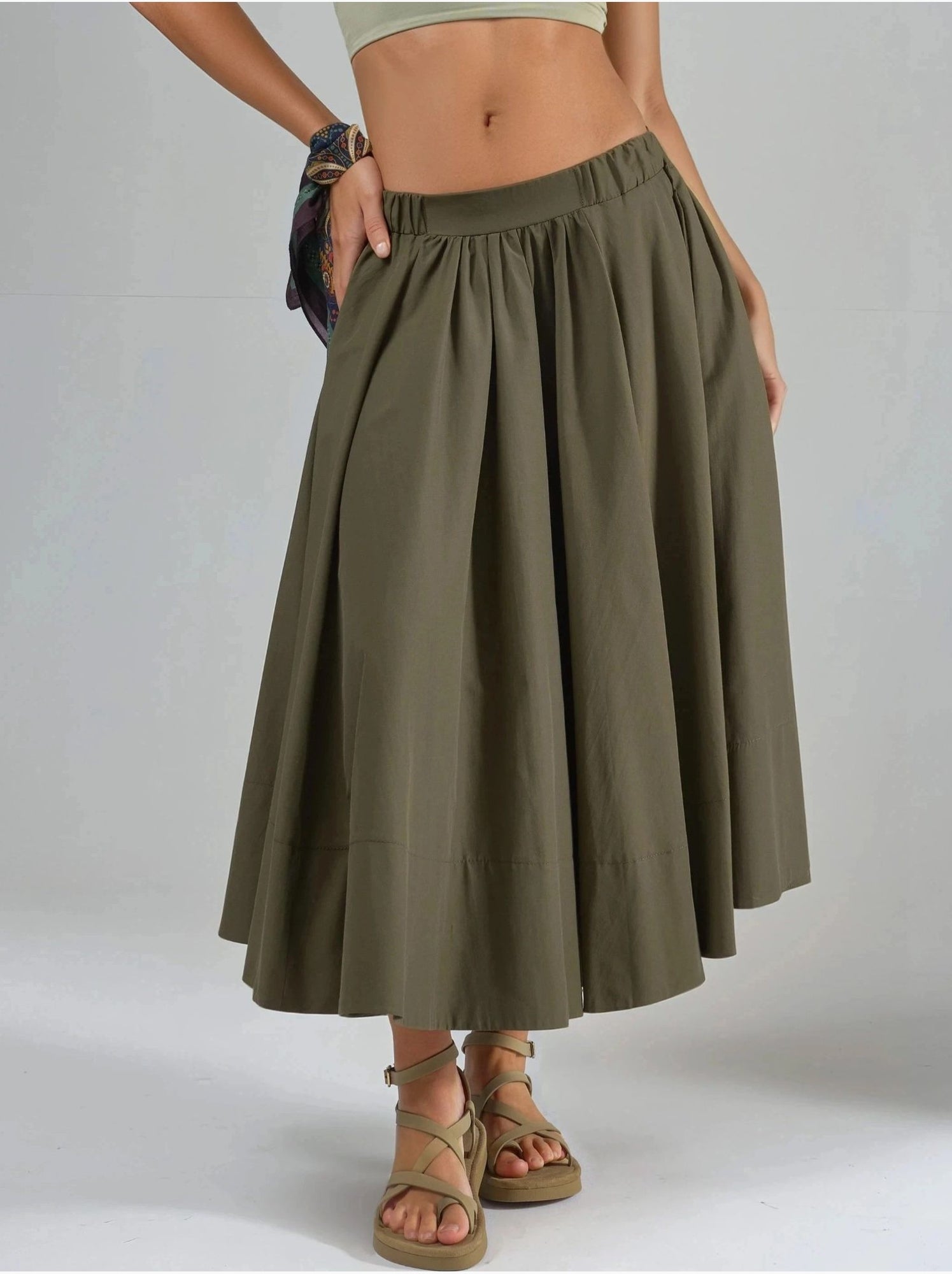 Jupe maxi a-form fit - Kaki