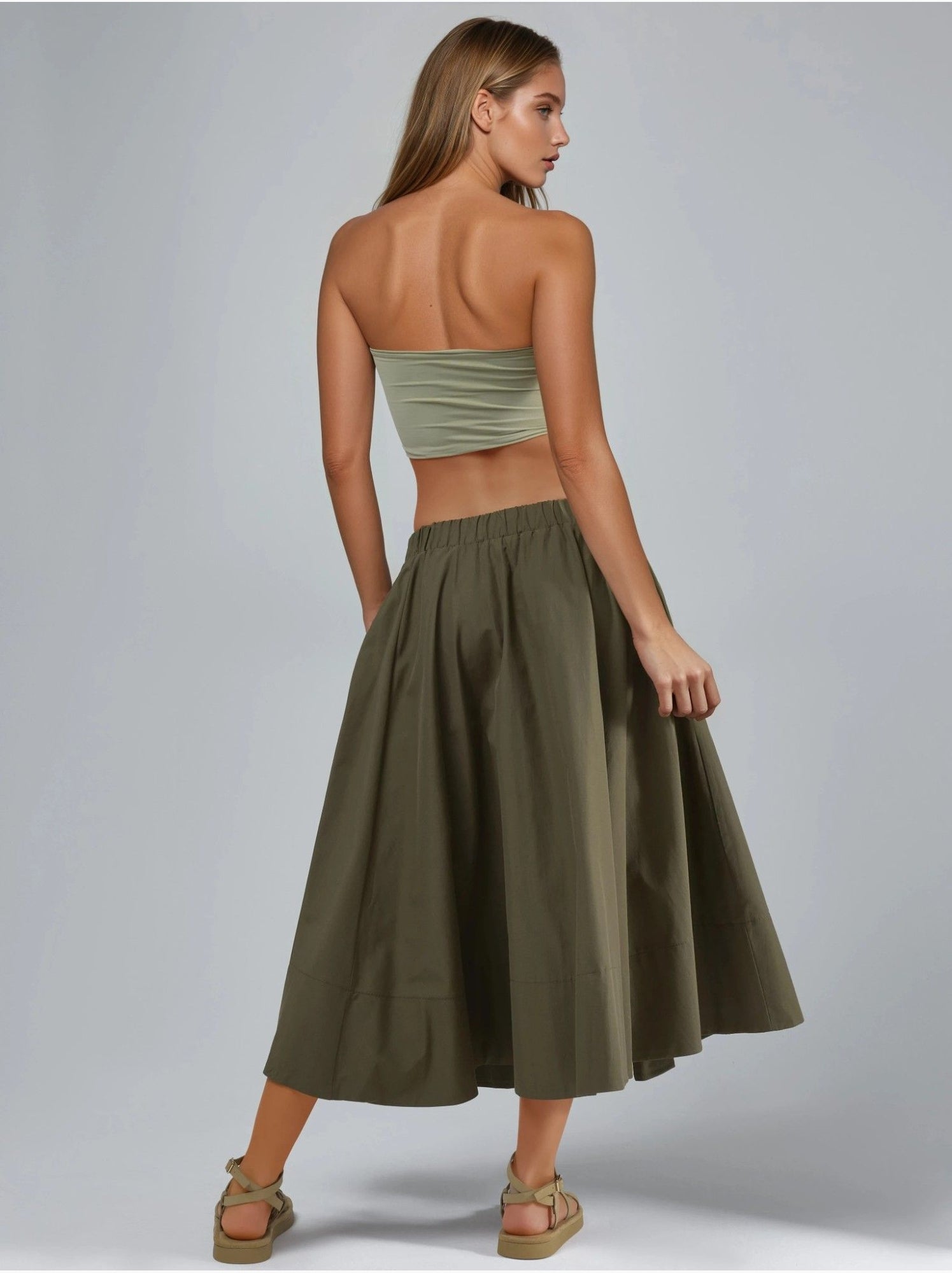 Jupe maxi a-form fit - Kaki