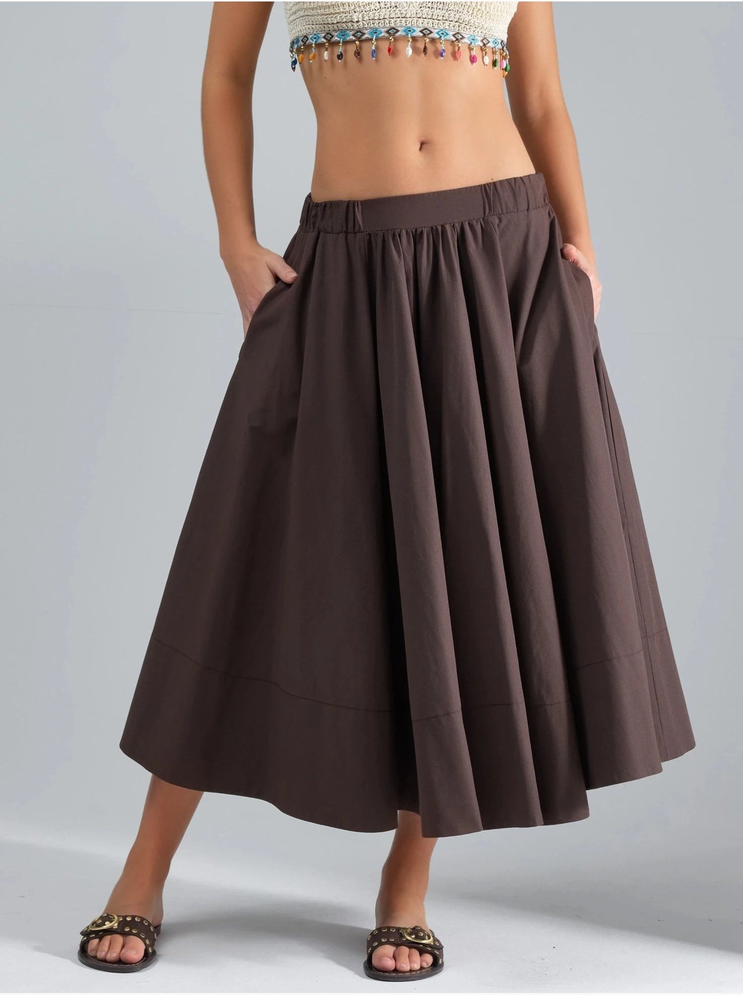 Jupe maxi a-form fit - Marron clair