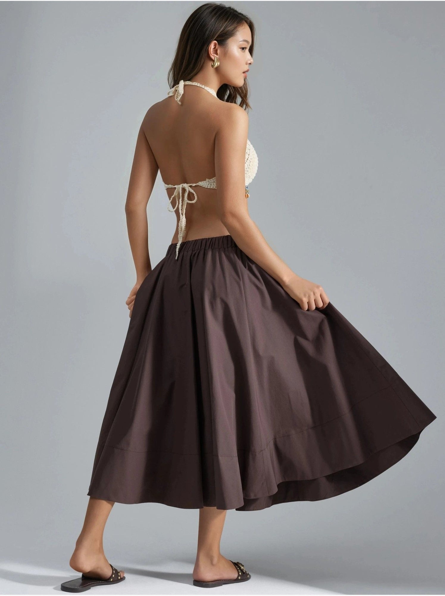 Jupe maxi a-form fit - Marron clair