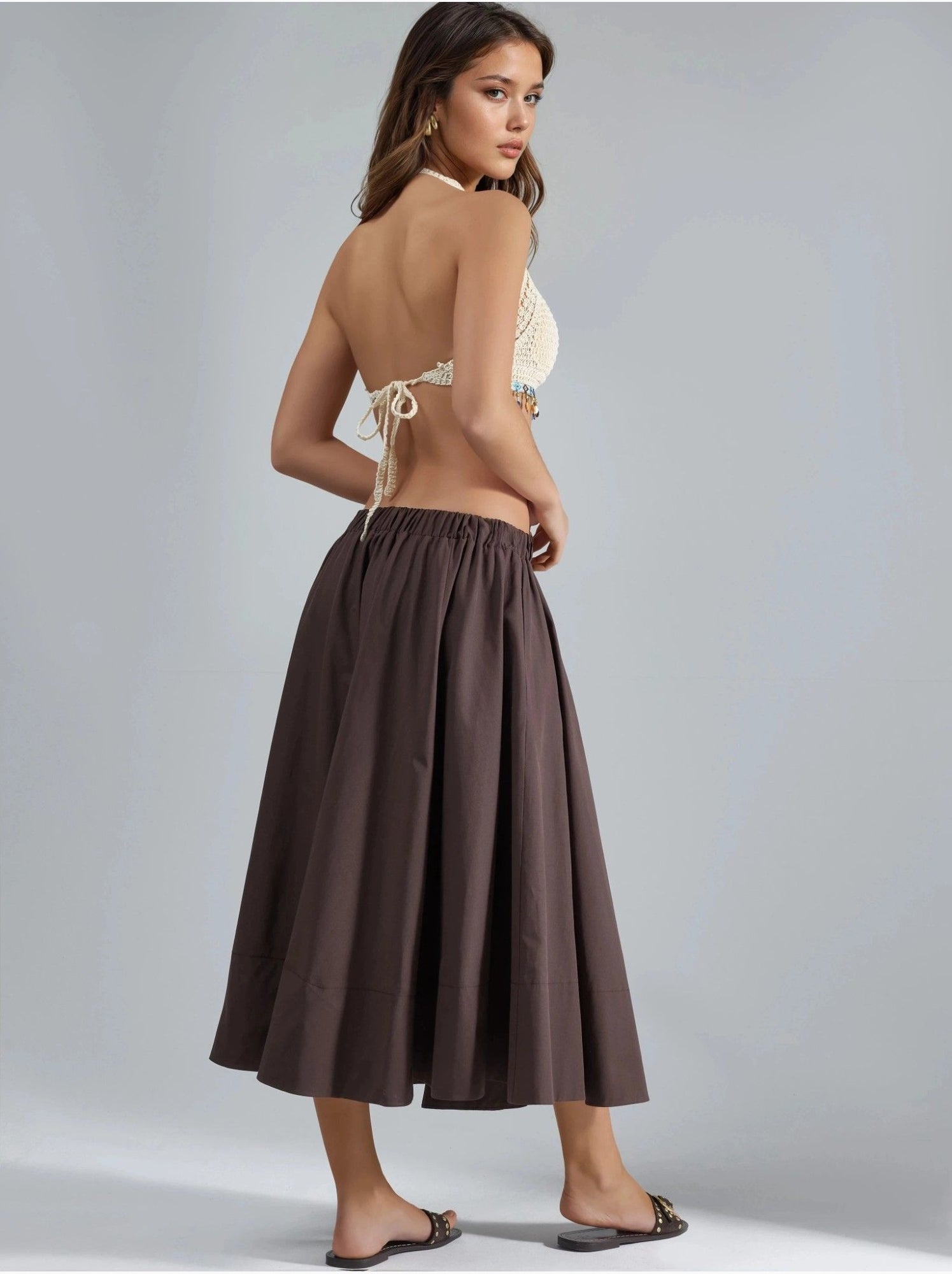 Jupe maxi a-form fit - Marron clair