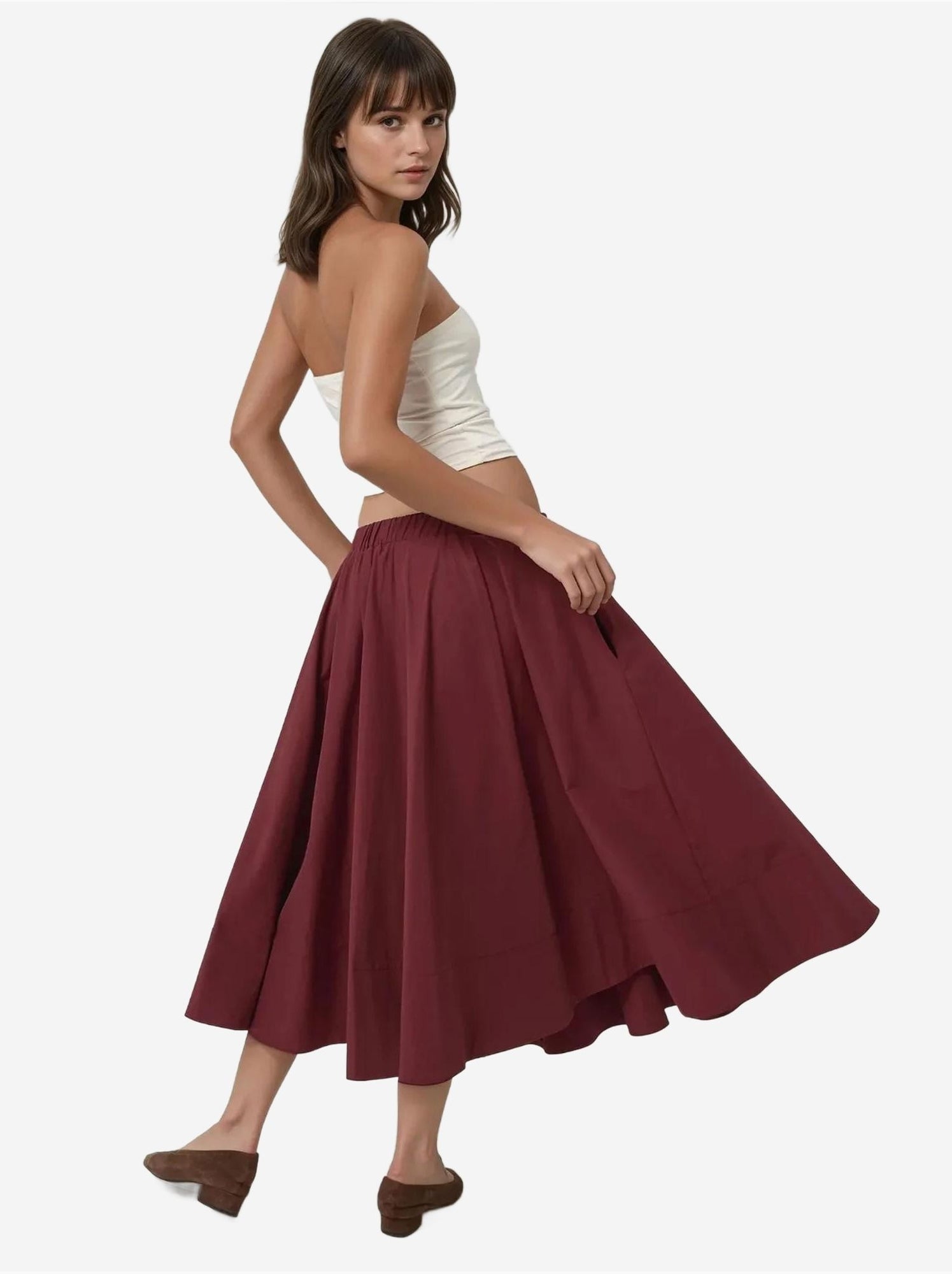 Jupe maxi a-form fit - Rouge bordeaux