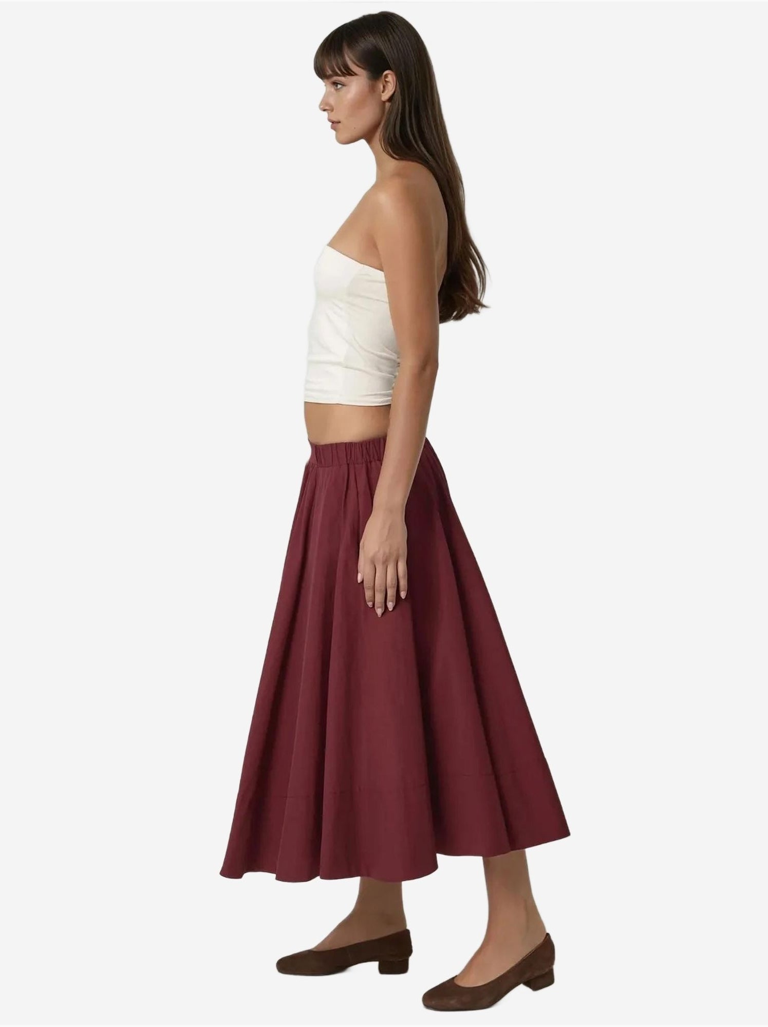 Jupe maxi a-form fit - Rouge bordeaux