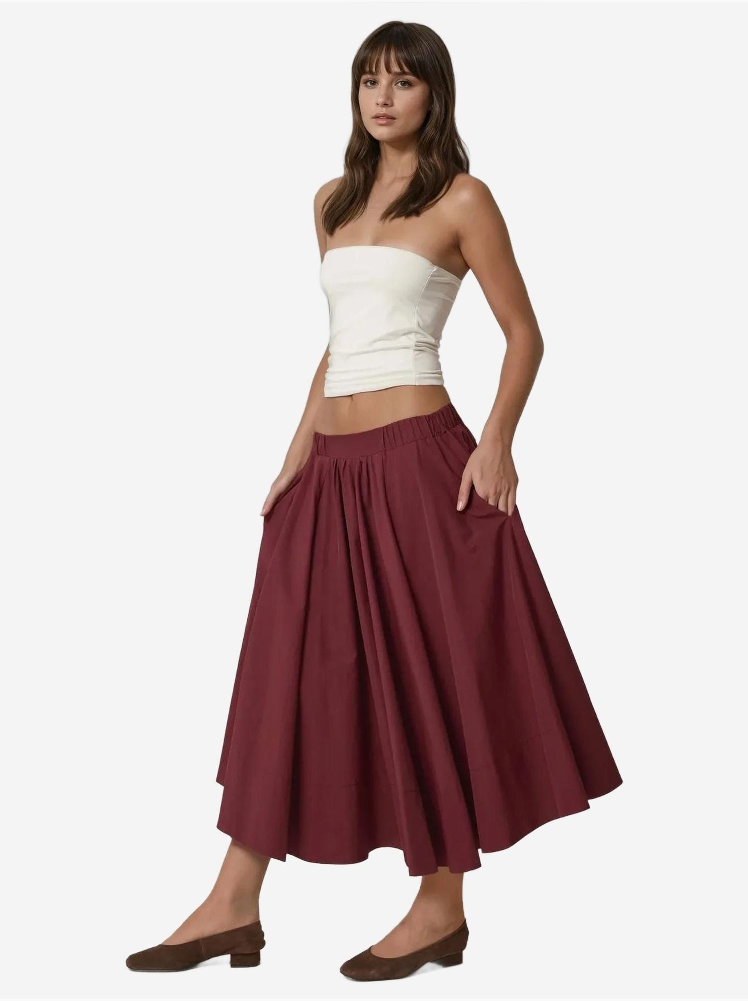 Jupe maxi a-form fit - Rouge bordeaux