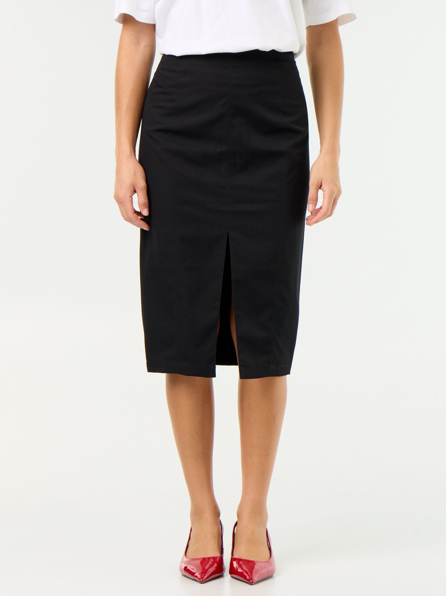 Jupe midi coupe moulante - Noir