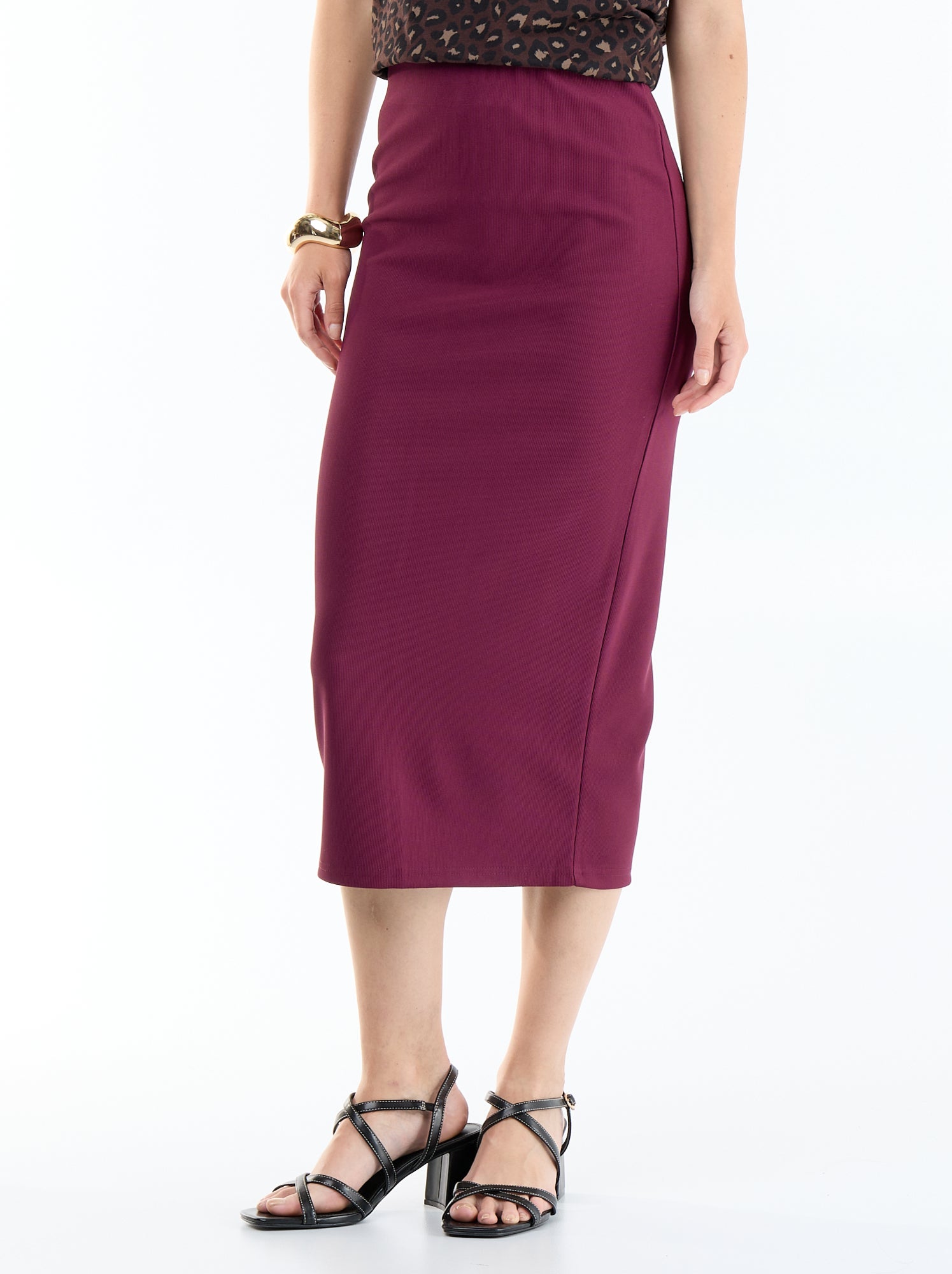 Jupe midi forme crayon - Rose
