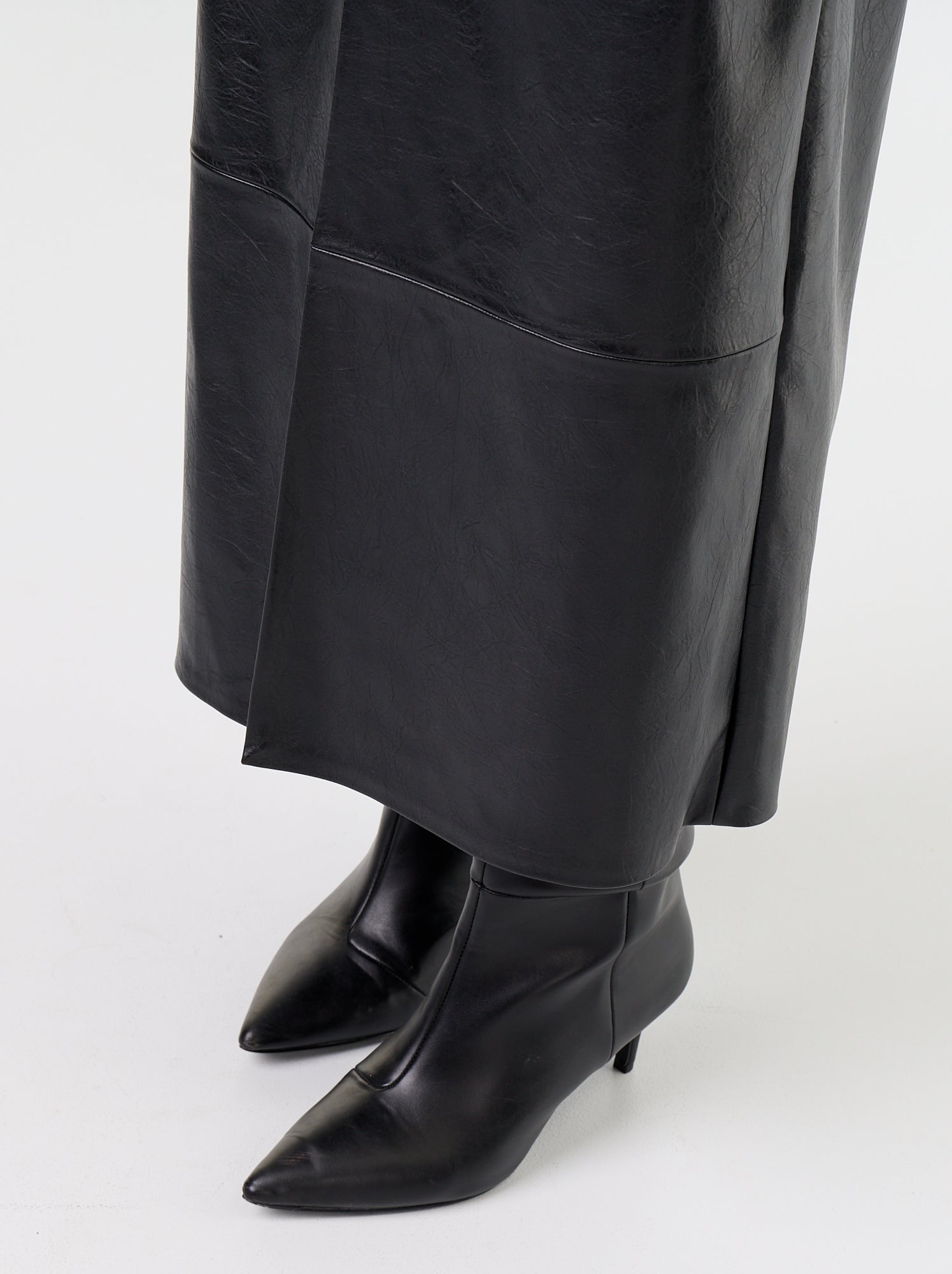 Jupe midi forme droite en simili - Noir