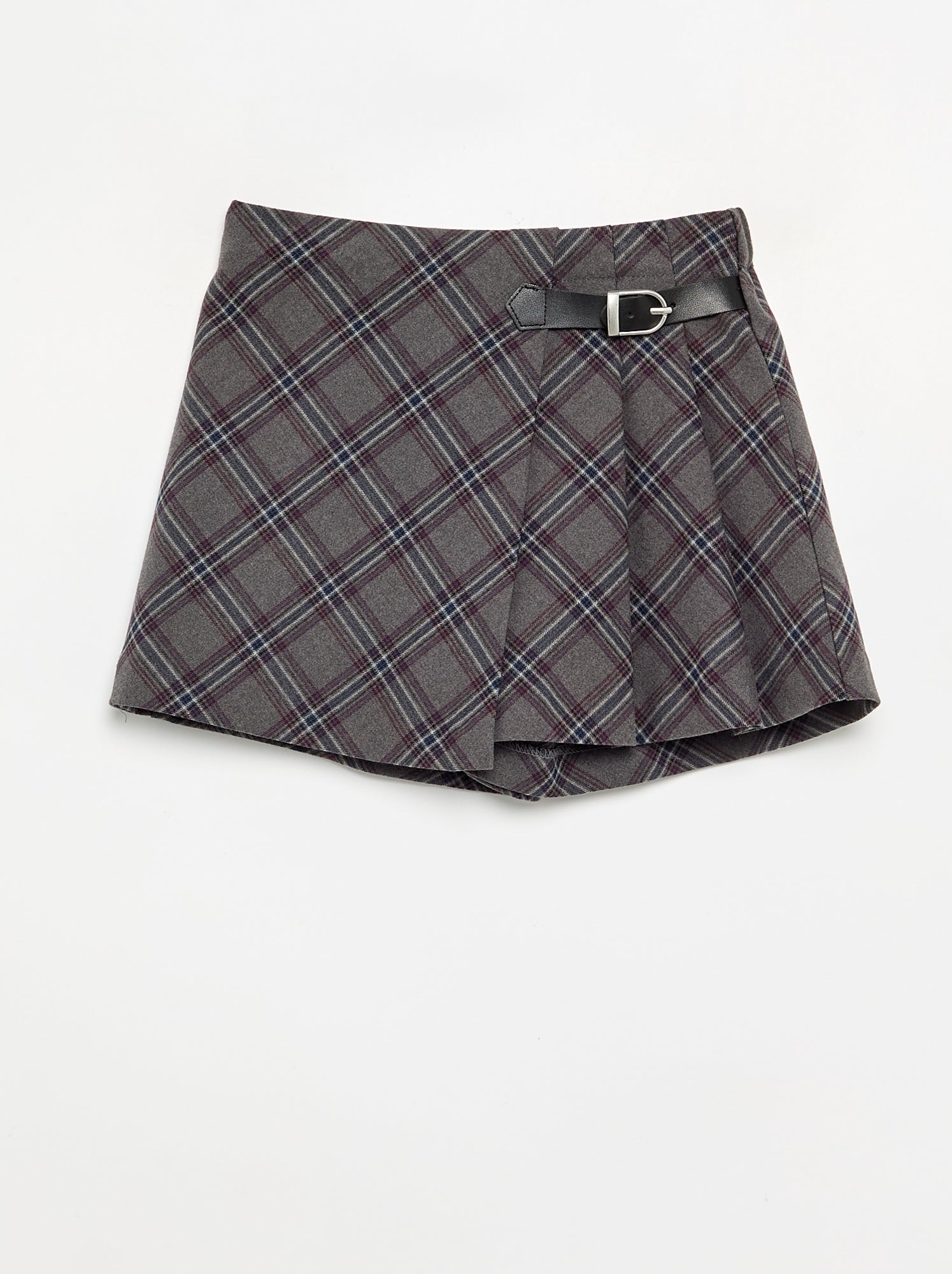 Jupe short à carreaux - Gris