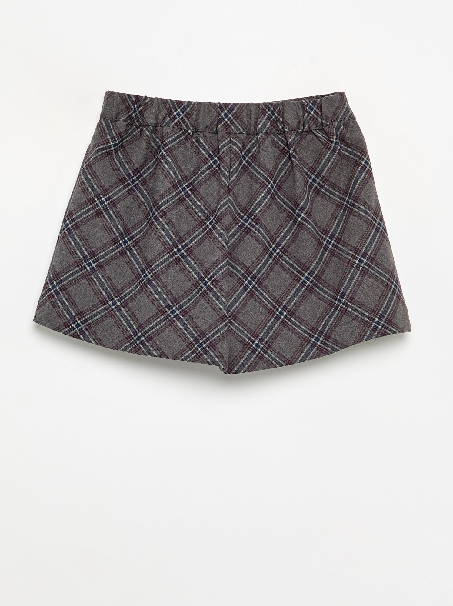 Jupe short à carreaux - Gris