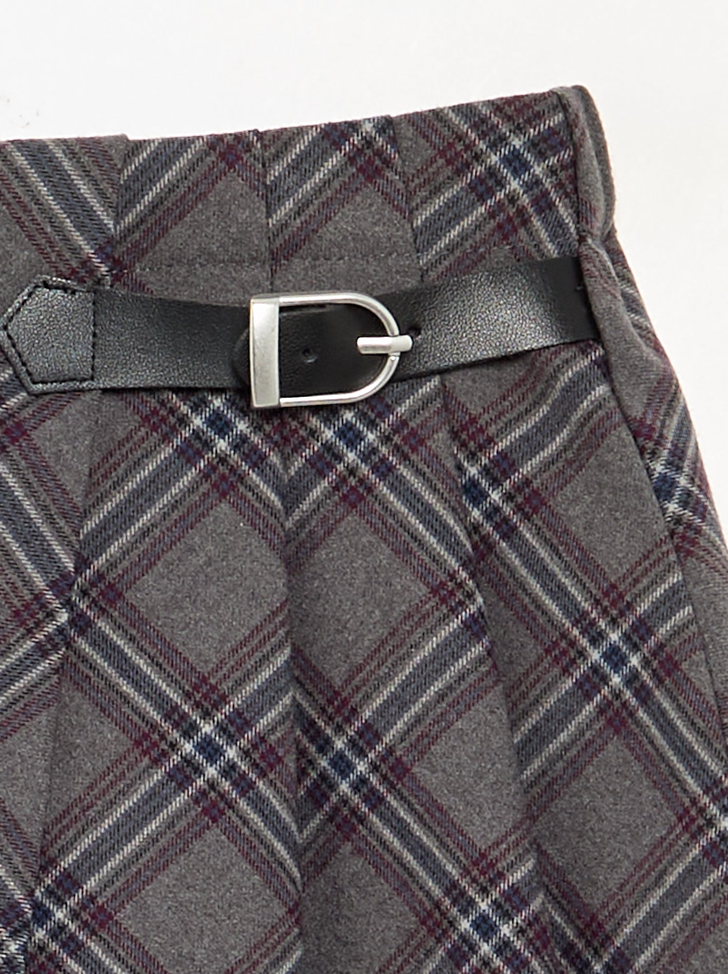 Jupe short à carreaux - Gris