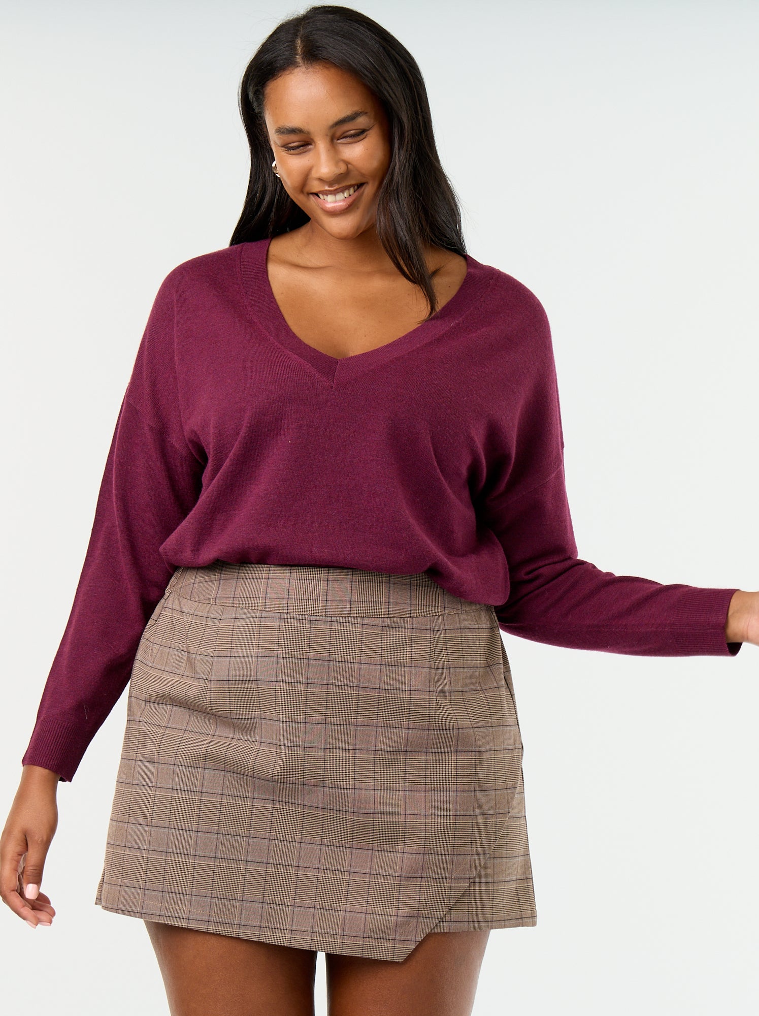 Jupe short à carreaux tartan - Marron