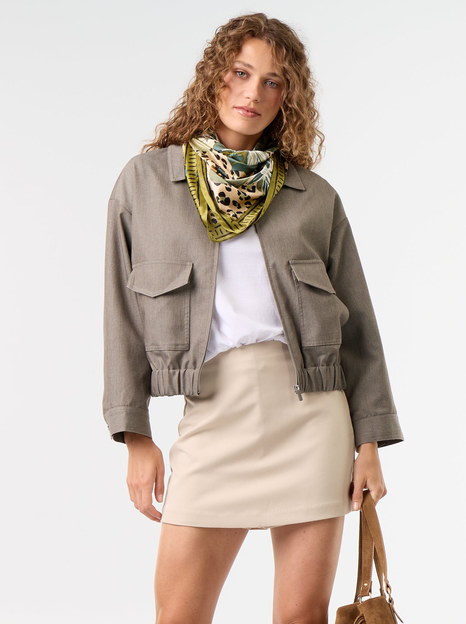 Jupe short à taille haute - Gris