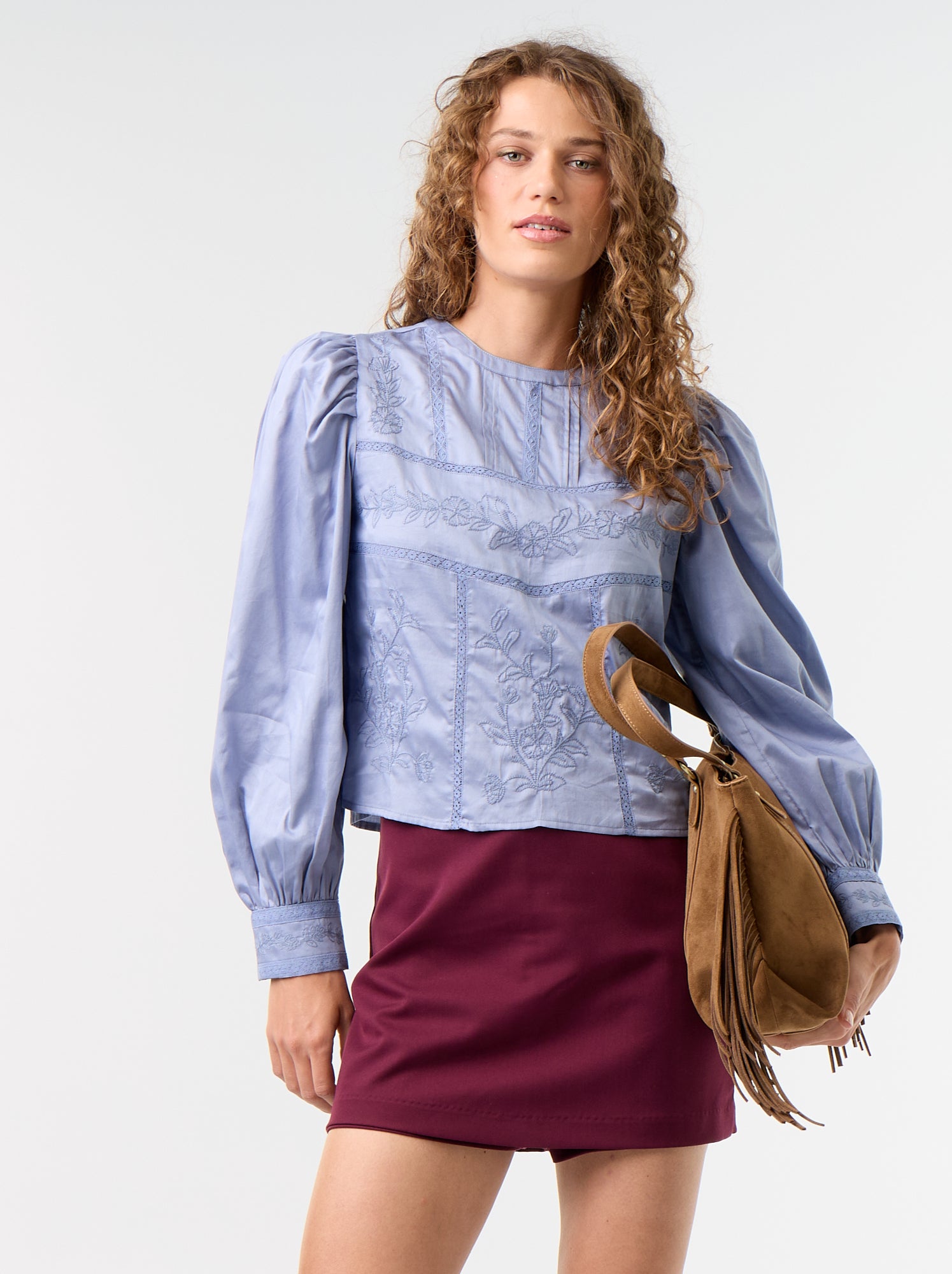 Jupe short à taille haute - Violet